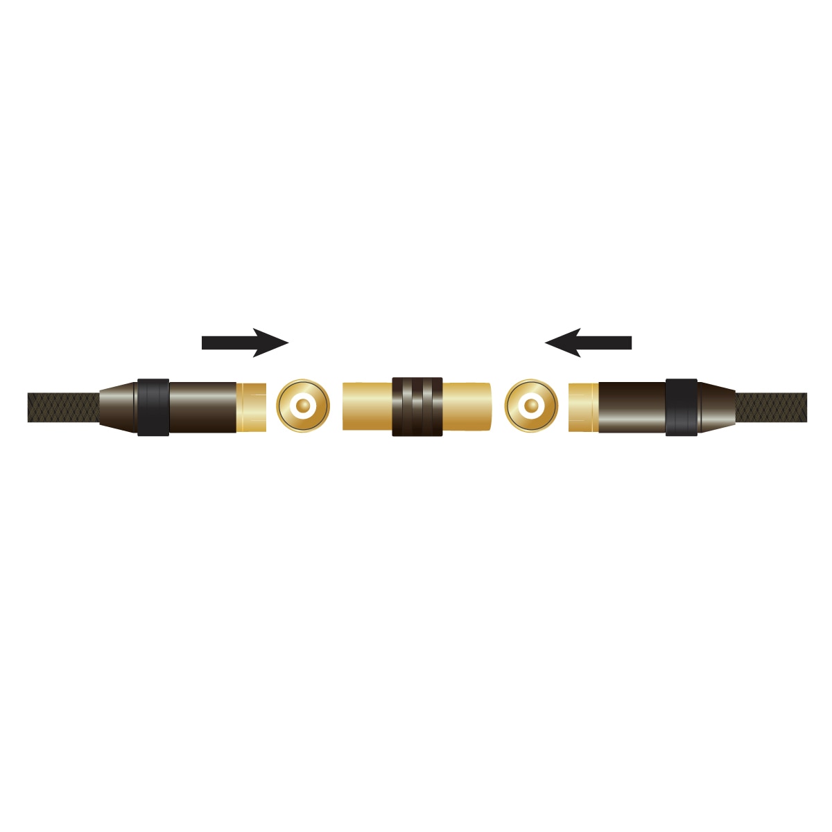 Empalme / Adaptador cable coaxial TV blindado M-M Negro / Dorado-2