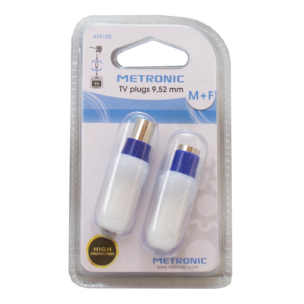 Clavija conector cable coaxial TV (x2) Blanco / Dorado-2