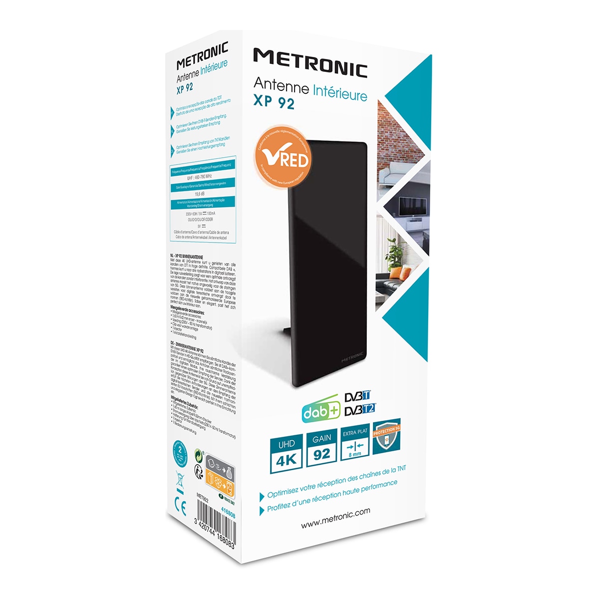Antena Interior Extraplana HD 4K Negro-3