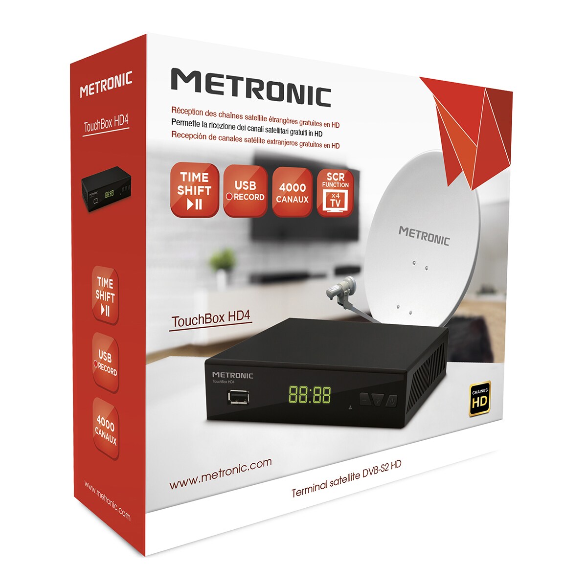 Receptor Satélite DVB-S2 HD4 Negro-4