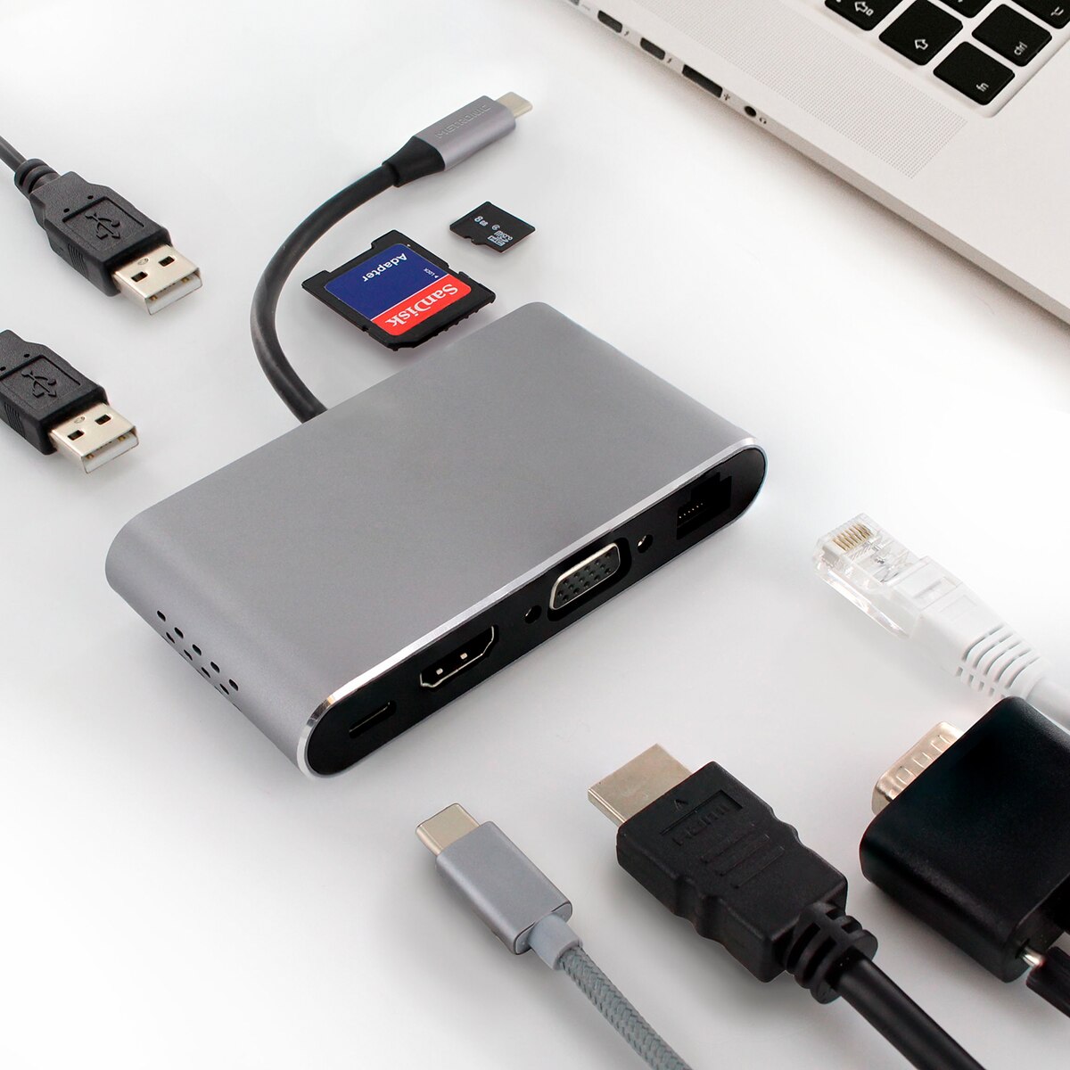 Adaptador USB-C 8 en 1 Gris-2