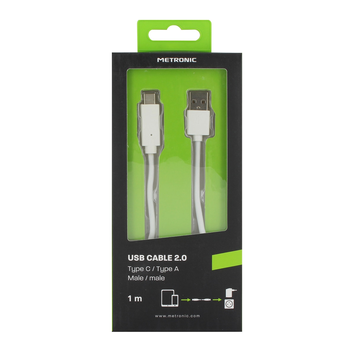 Cable USB 2.0 USB-C a USB-A Blanco-3