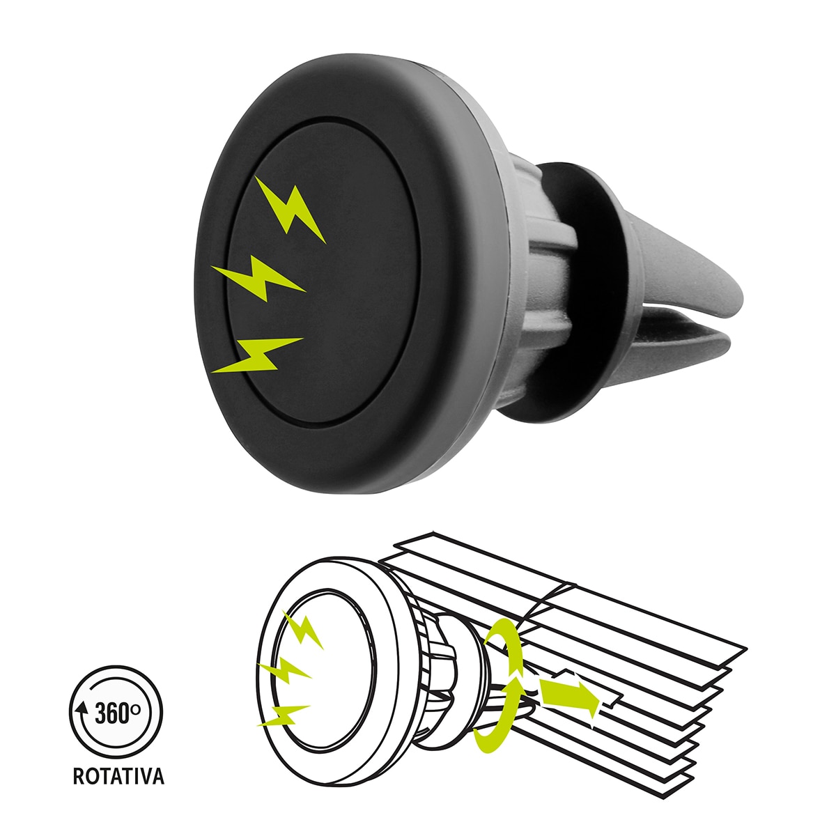 Soporte Universal de Móvil Magnético para Rejilla Coche Negro-2