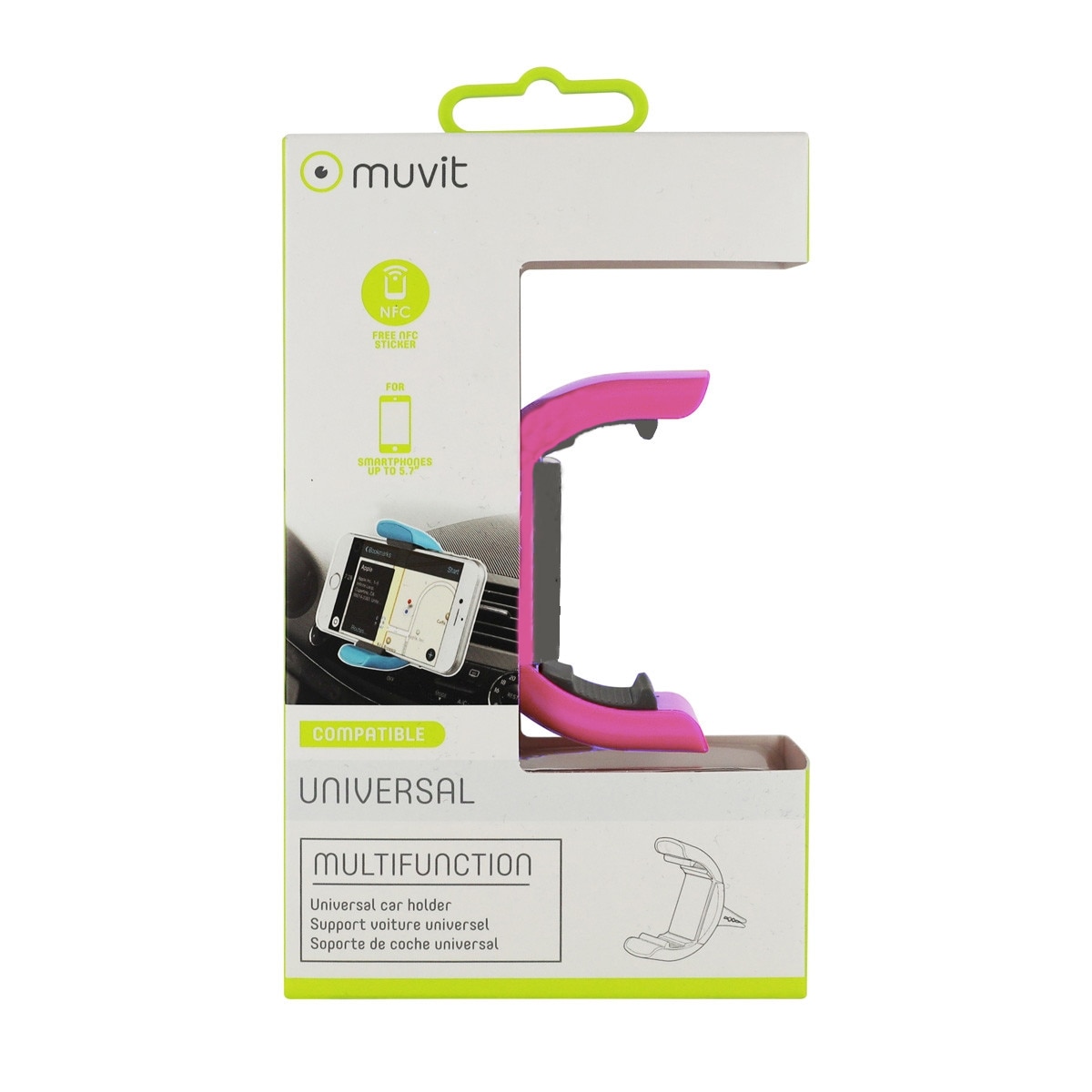 Soporte Universal de Móvil con Pinza y Brazos Ajustables para Rejilla Coche Rosa-2
