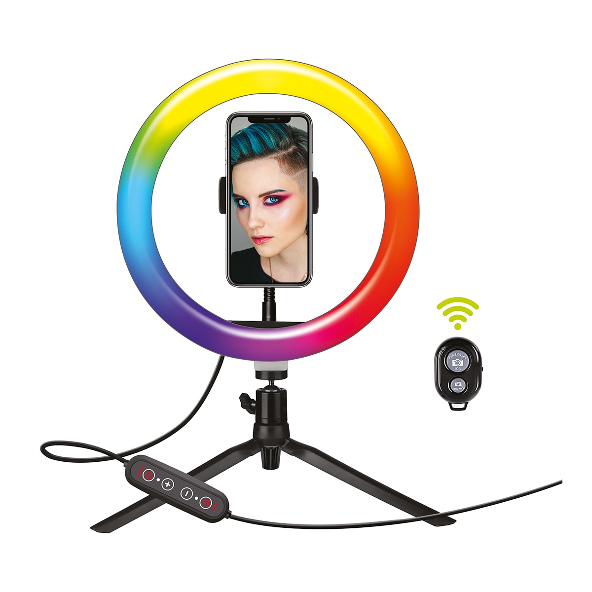 Imagen 0 de Soporte para Móvil con Trípode de Sobremesa con Anillo de luz 10" 26 colores