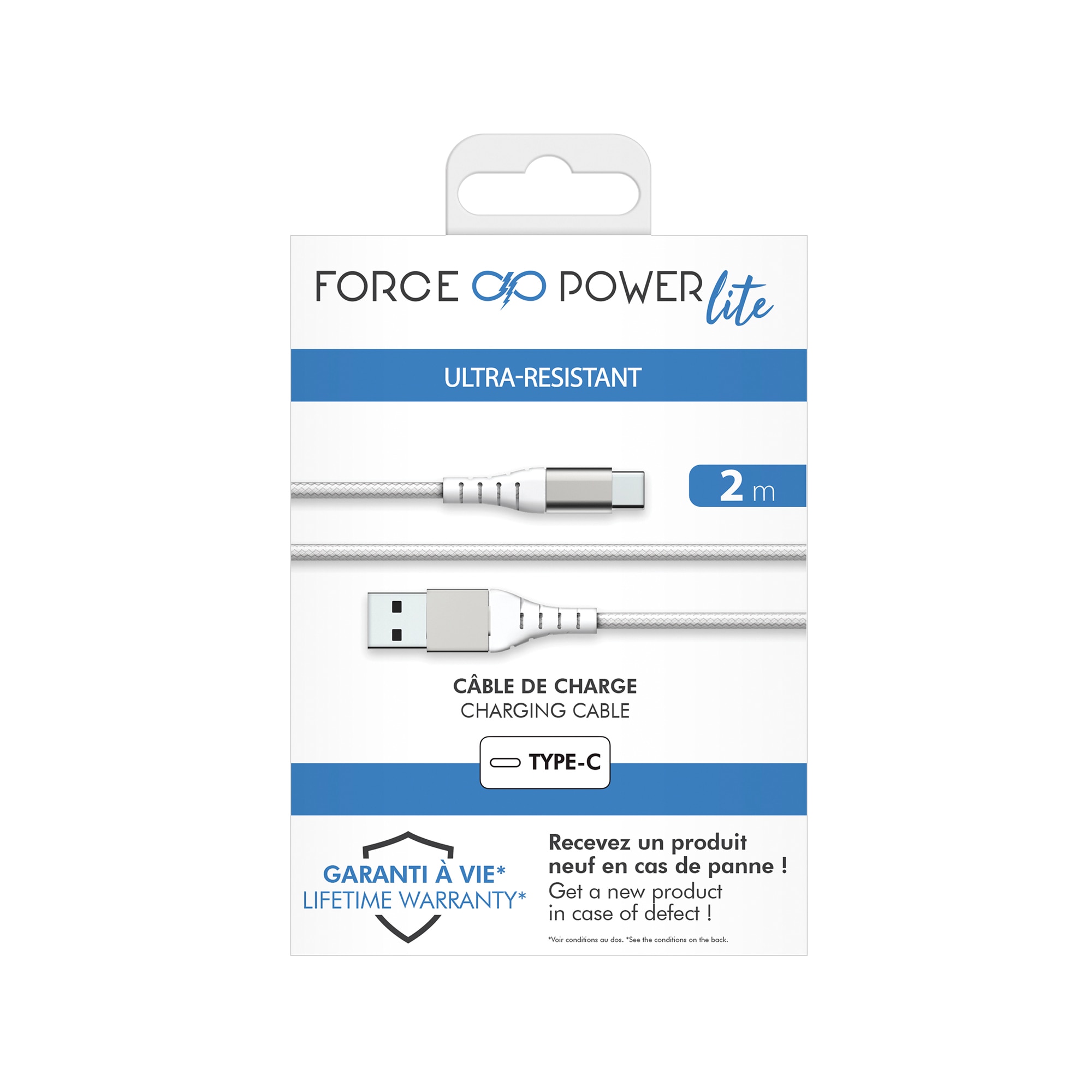 Cabo Reforçado USB A - USB C - 2 m Branco-3