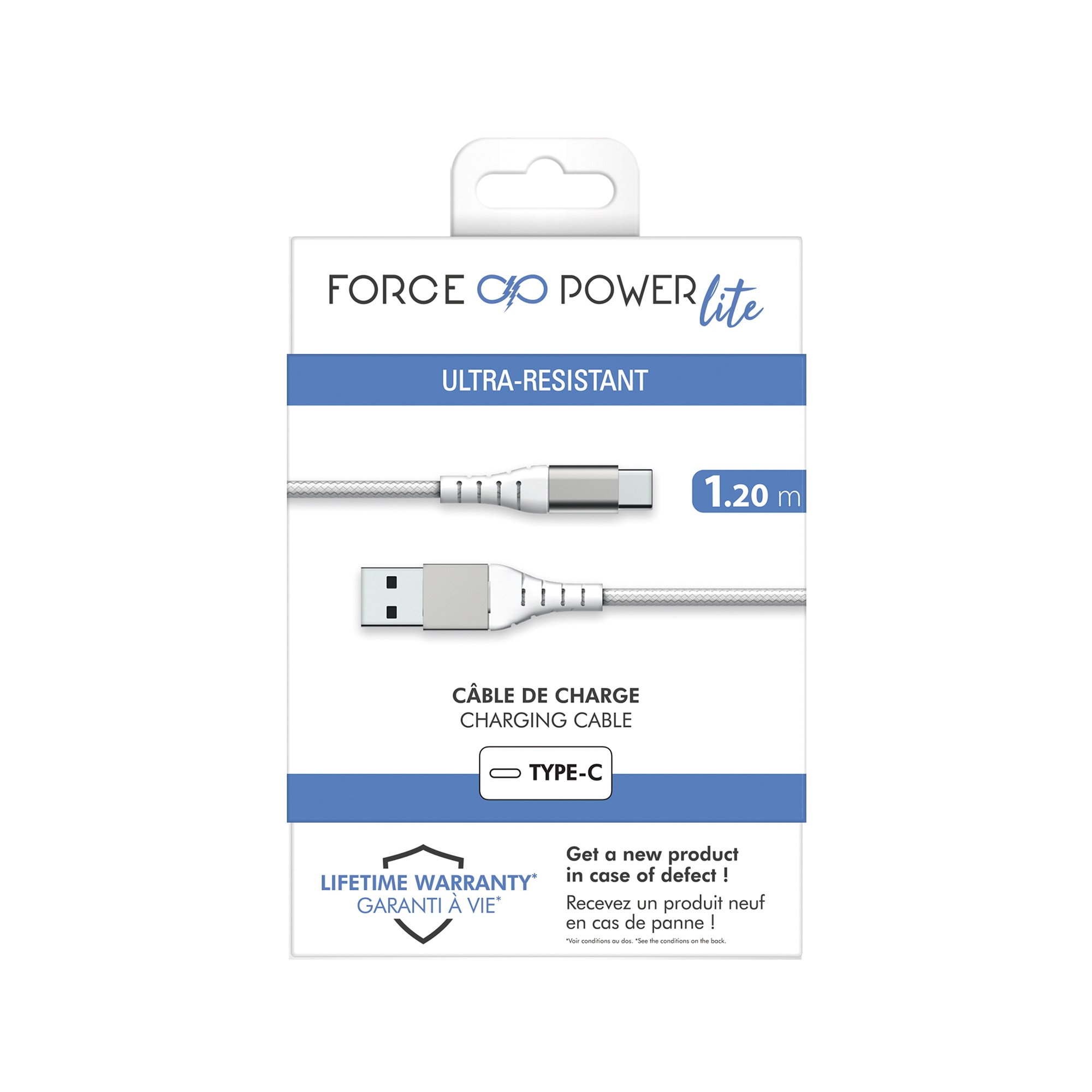 Cable Reforzado USB A - USB C 1,2 m Blanco-3