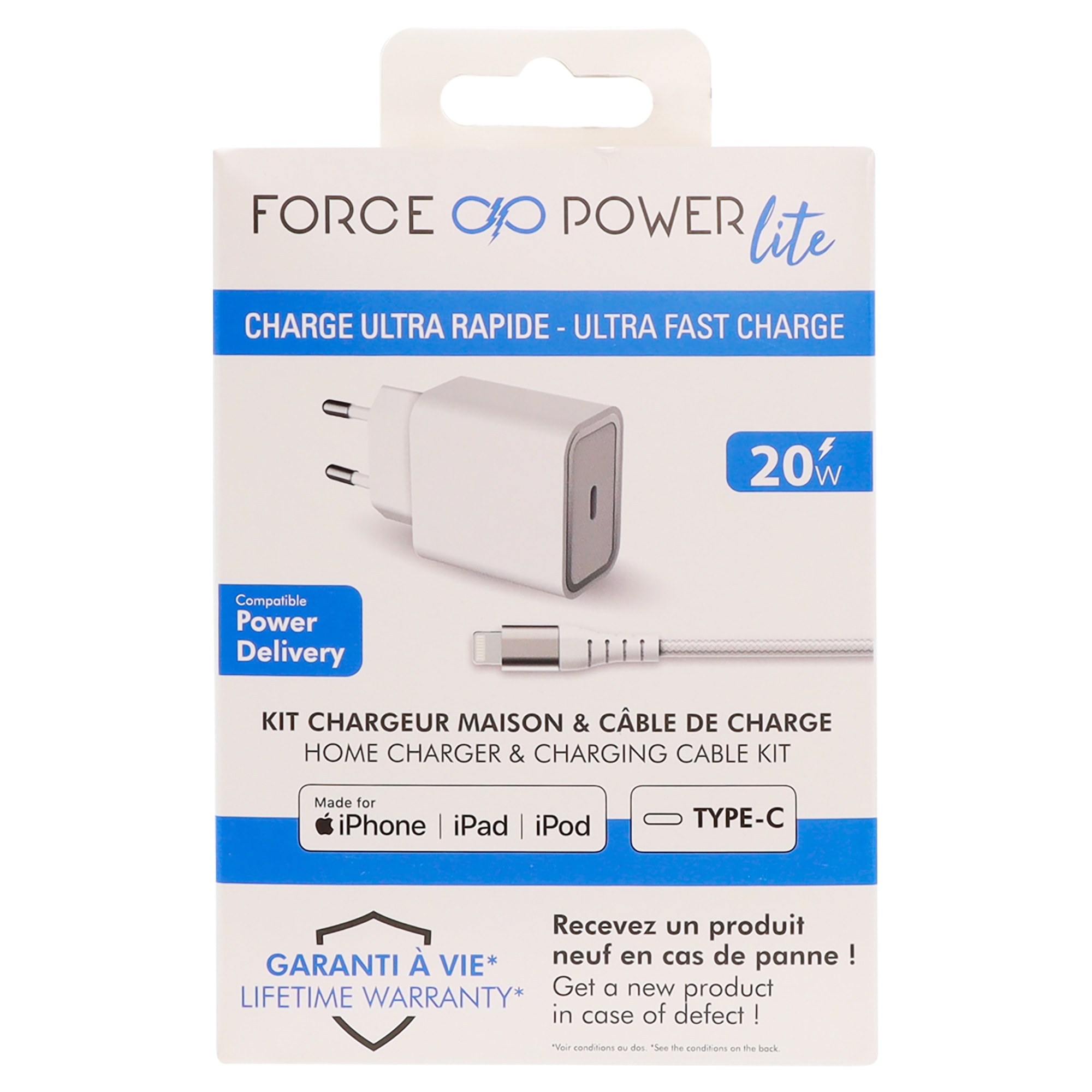 Cargador a Pared 20W Power Delivery + Cable Reforzado USB-C/Lightning Blanco-4