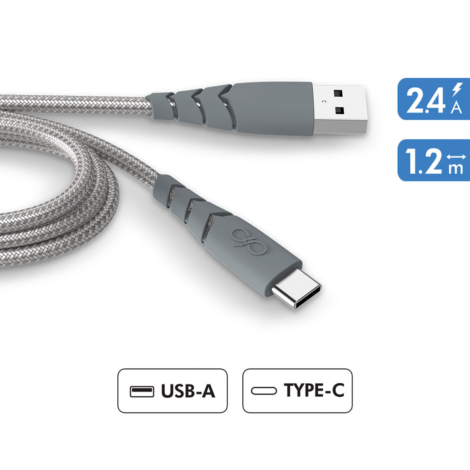 Cable Ultra Reforzado USB A - USB C 1,2 m Gris-2