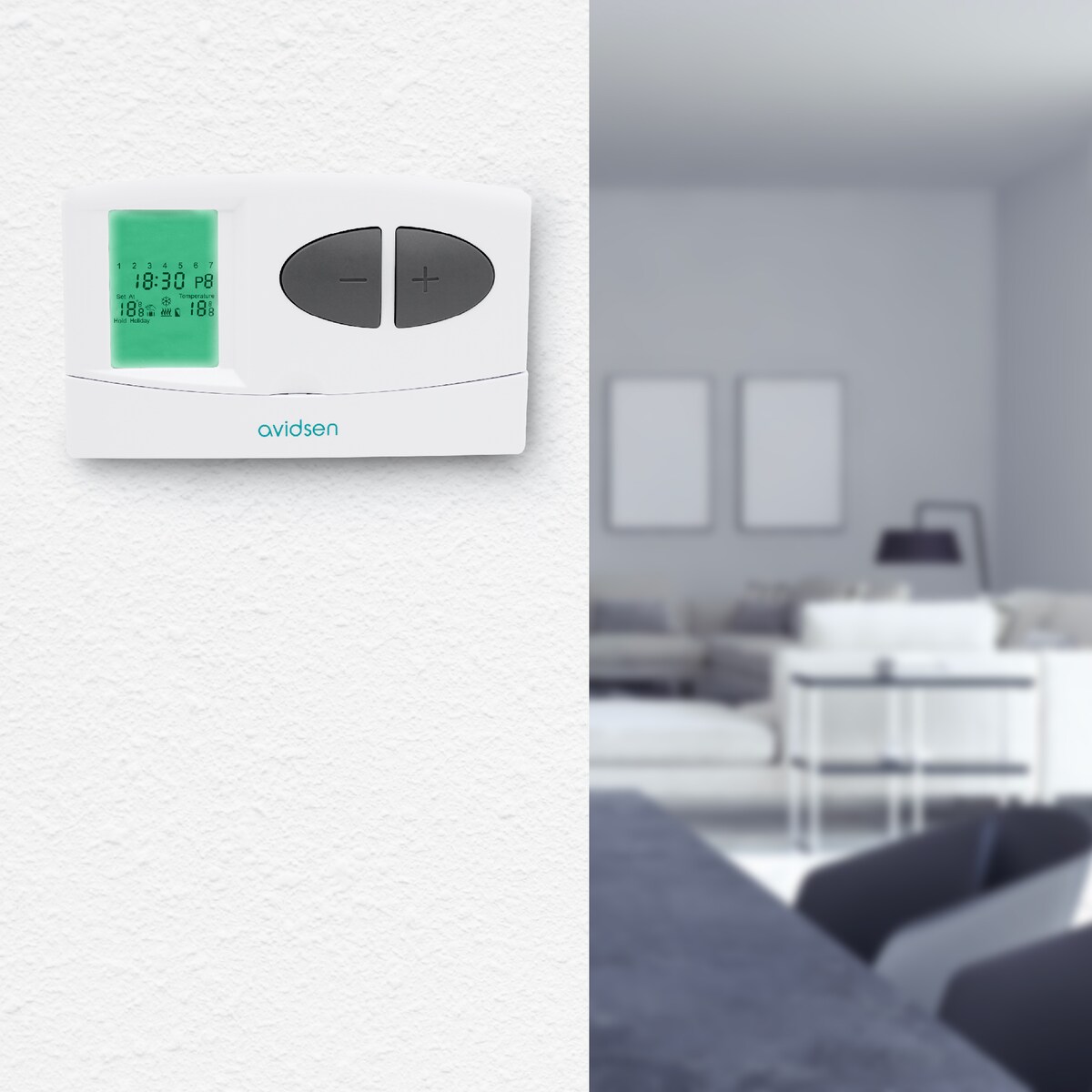 Termostato digital con pantalla Blanco-5