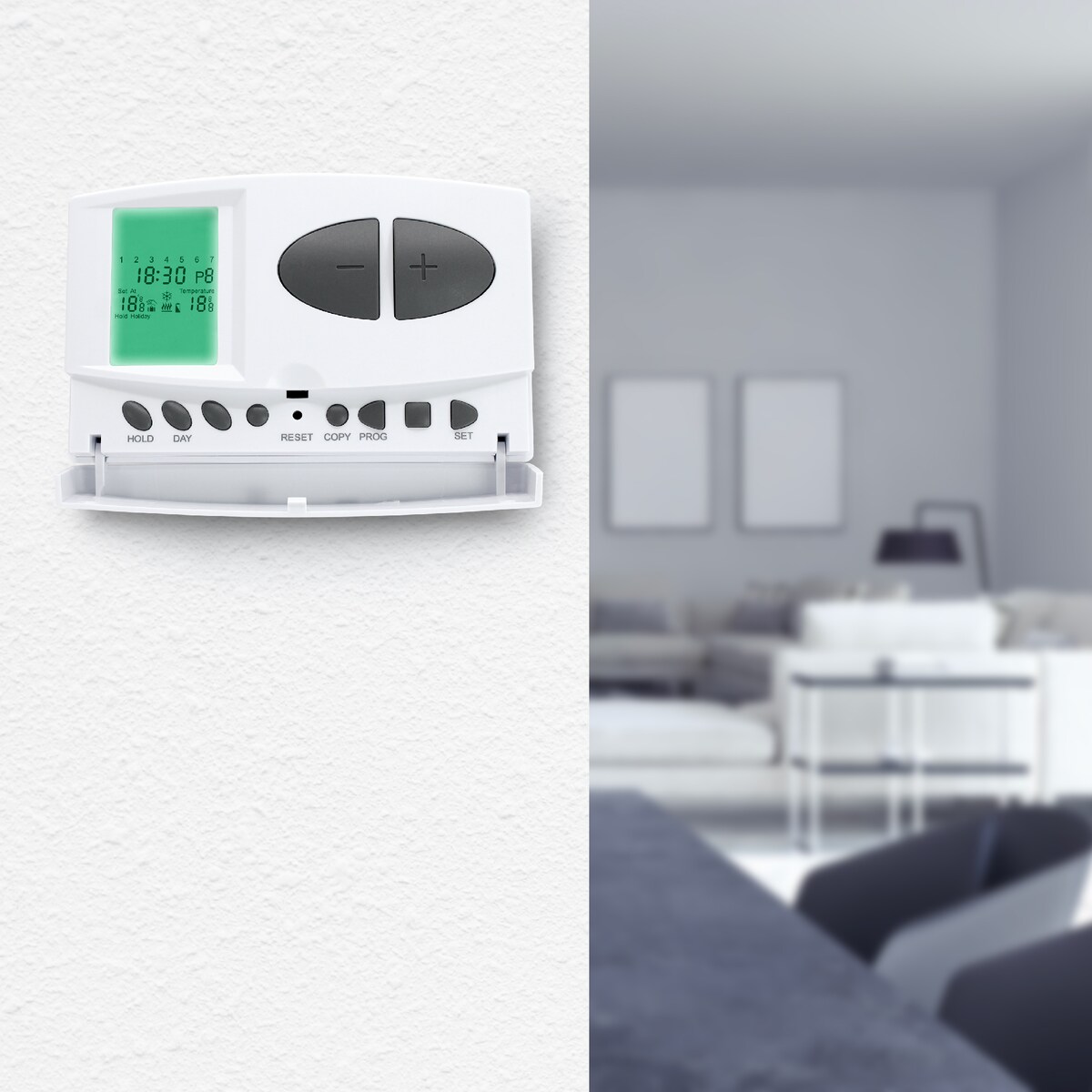 Termostato digital con pantalla Blanco-6