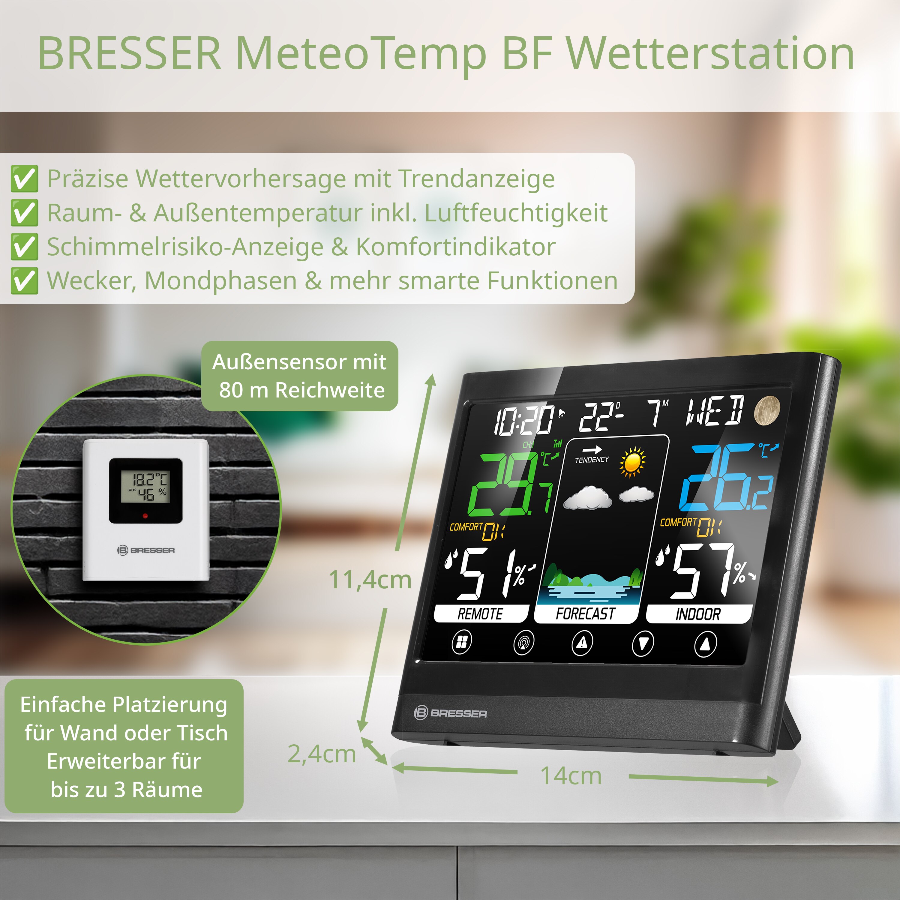 Estación Meteorológica MeteoTemp BF con Pantalla Táctil Negro / Blanco-7