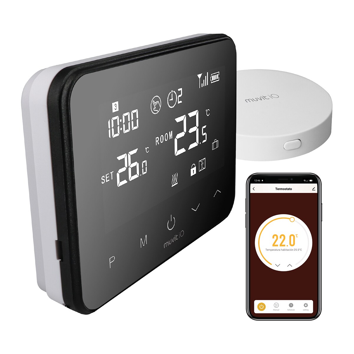 Termostato Inteligente cableado y Hub para Internet Blanco / Negro-5