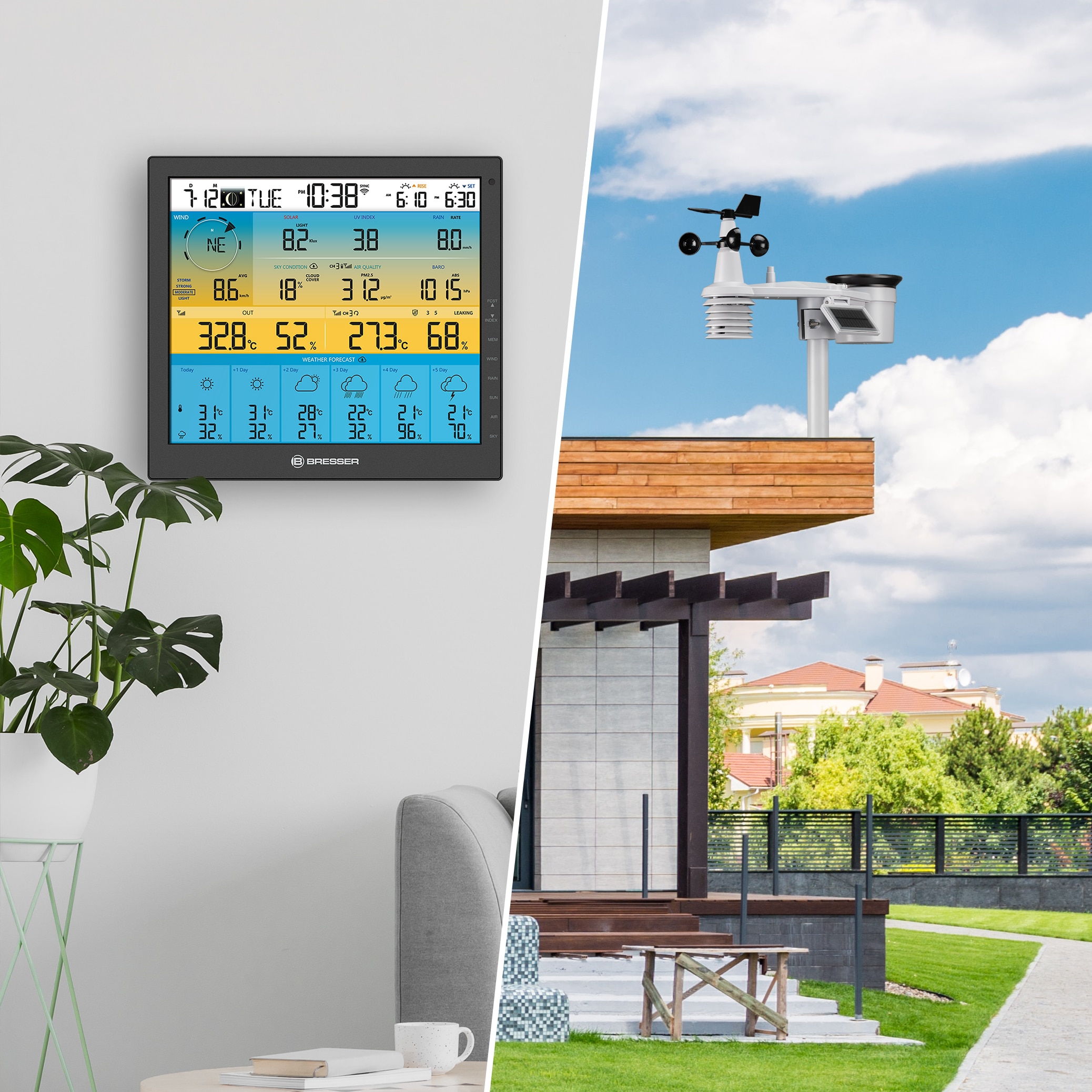 Estación meteorológica 4CAST 6 días PRO SF 7 en 1 Wi-Fi con sensor accionado por energía solar Negro-4