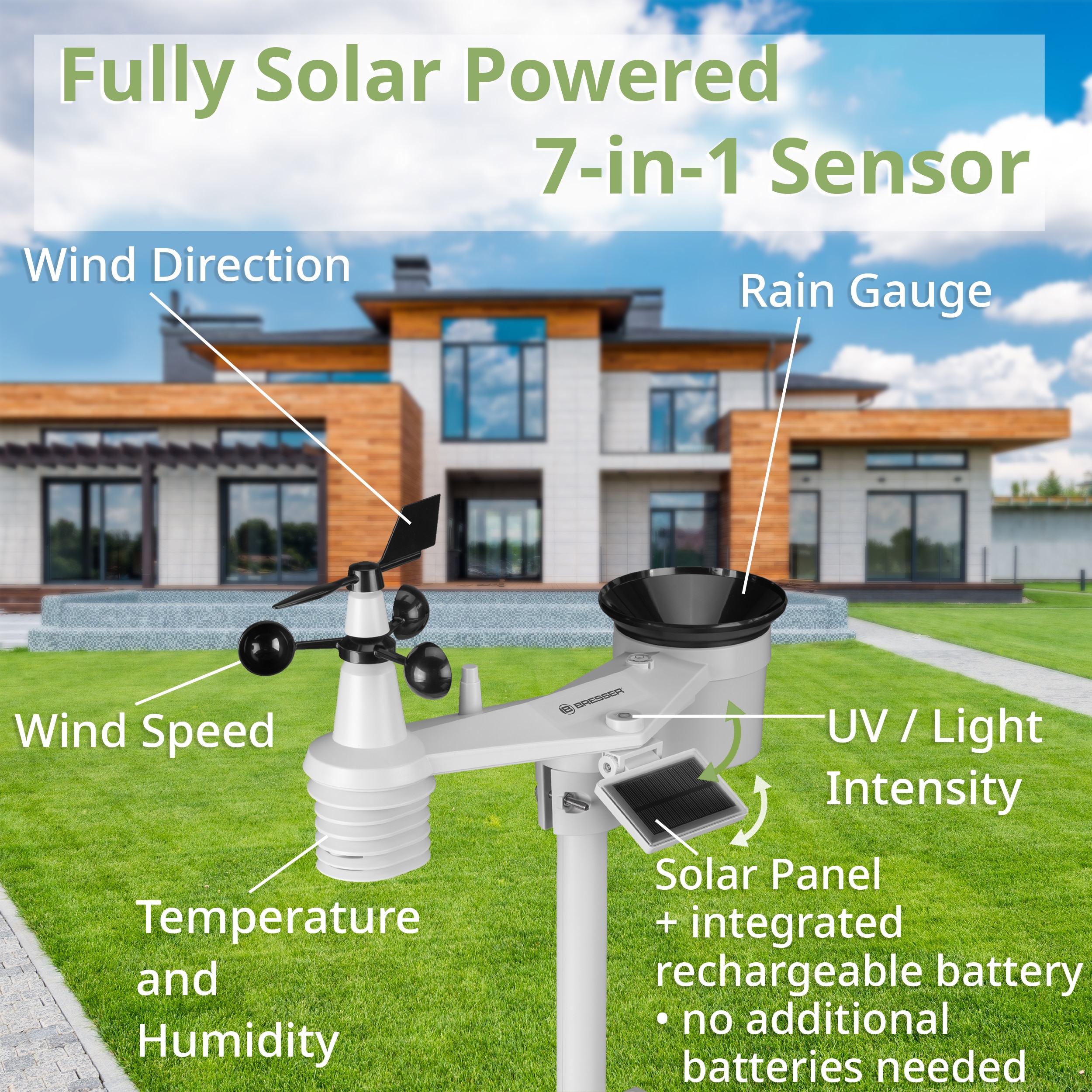 Estación meteorológica 4CAST 6 días PRO SF 7 en 1 Wi-Fi con sensor accionado por energía solar Negro-6