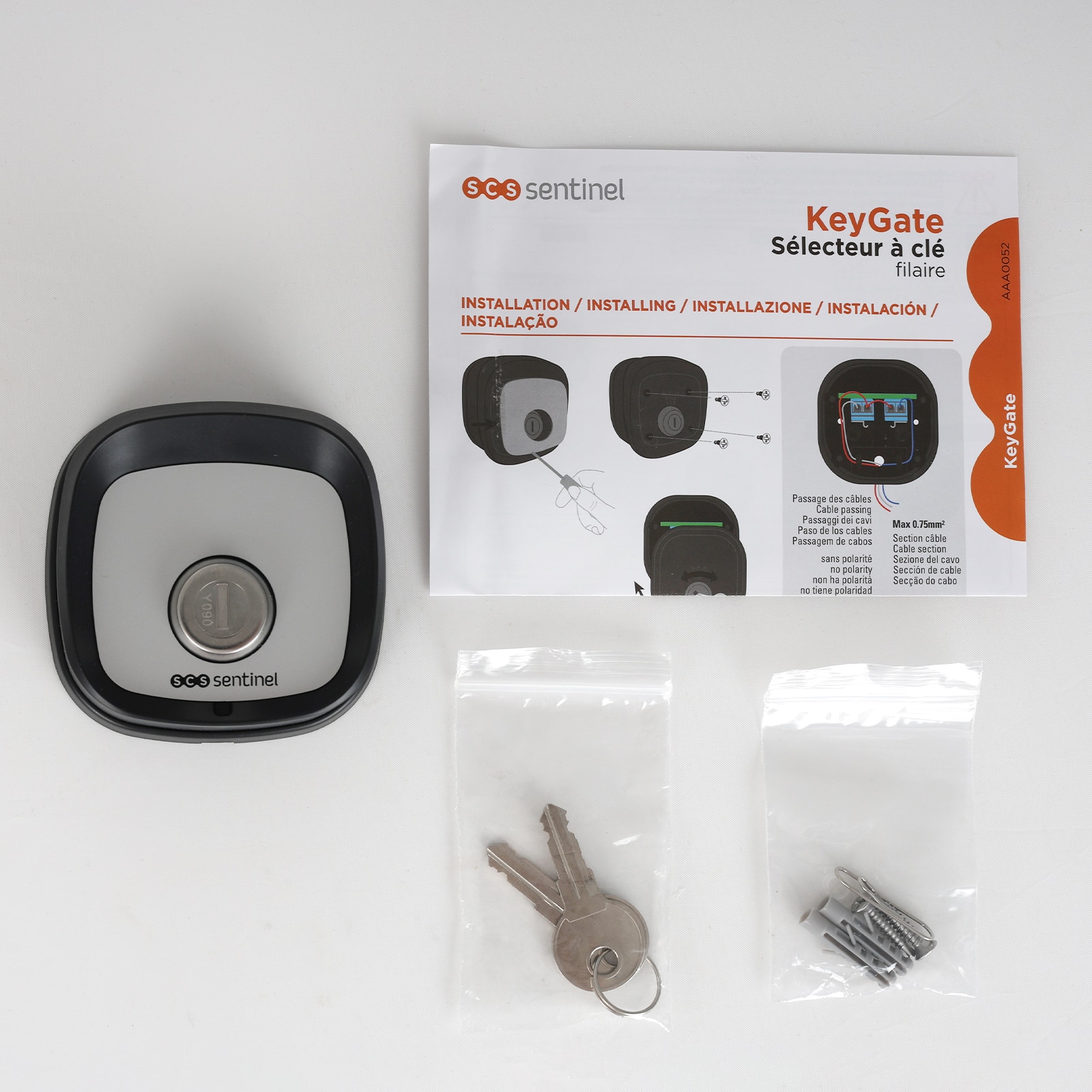 Interruptor de llave para cancelas KeyGate con cable Negro-3