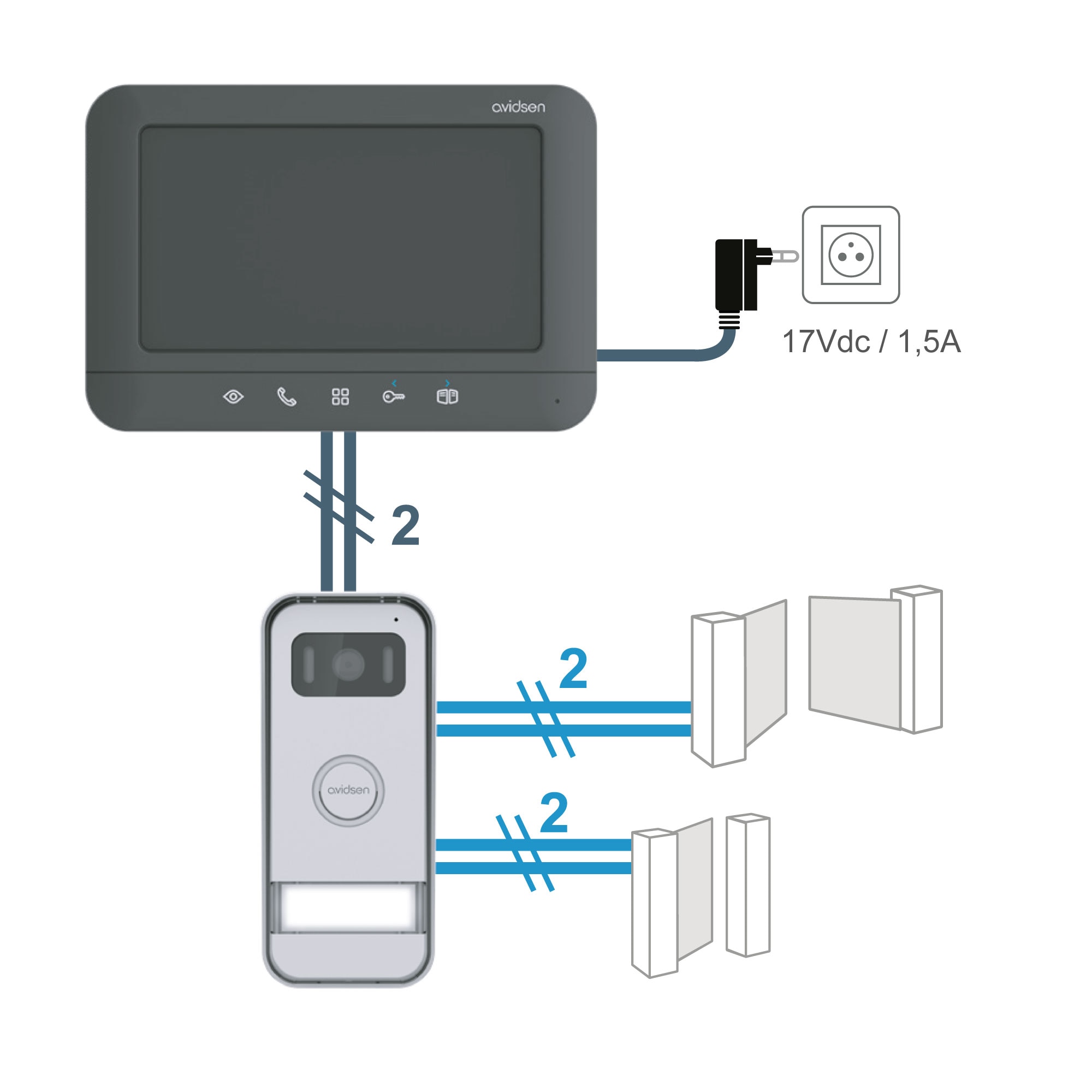 Videoporteiro a Cores - 2 fios Controlo Duplo - Avidsen Prima - 112300 Cinzento / Branco-6