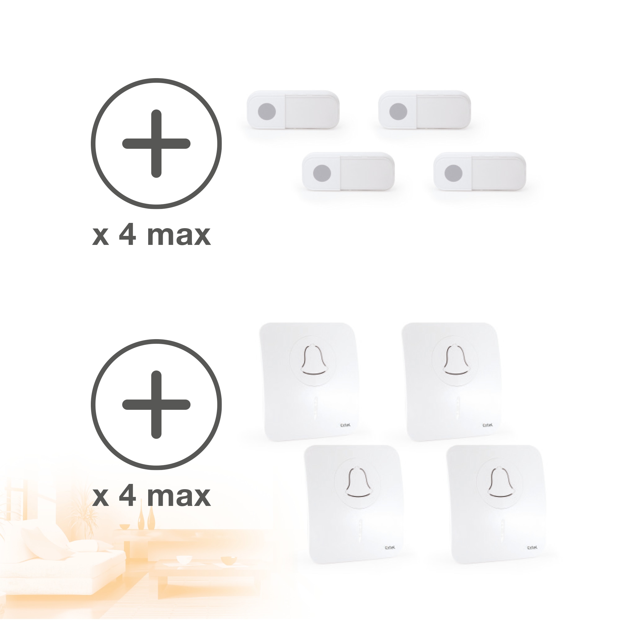 Campainha sem Fios com Flash - 85 dB Branco-4