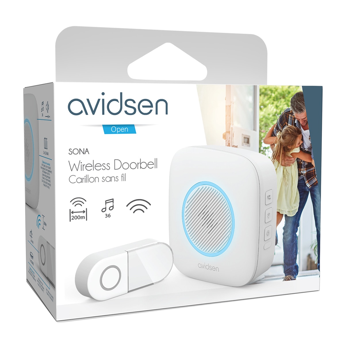 Timbre Inalámbrico con Luz Intermitente y Batería Sona Blanco-6