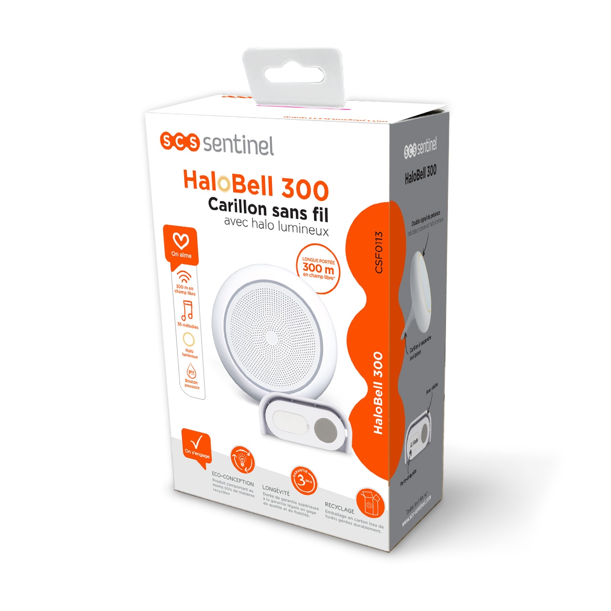 Timbre sin cable HaloBell 300 con alcance de 300m Blanco-7