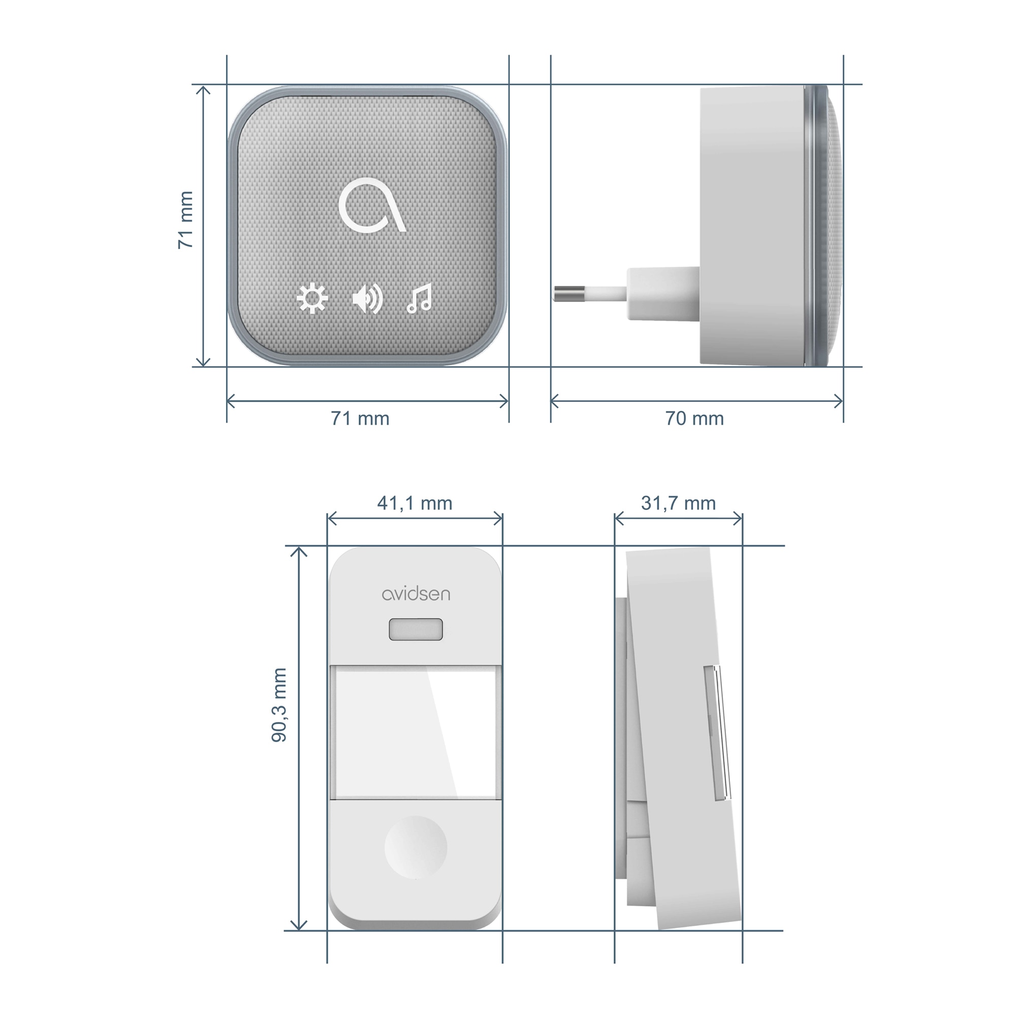 Timbre Inalámbrico Kinétic, Luz de Flash Enchufable Sona-T - Avidsen - 102518 Gris / Blanco-9