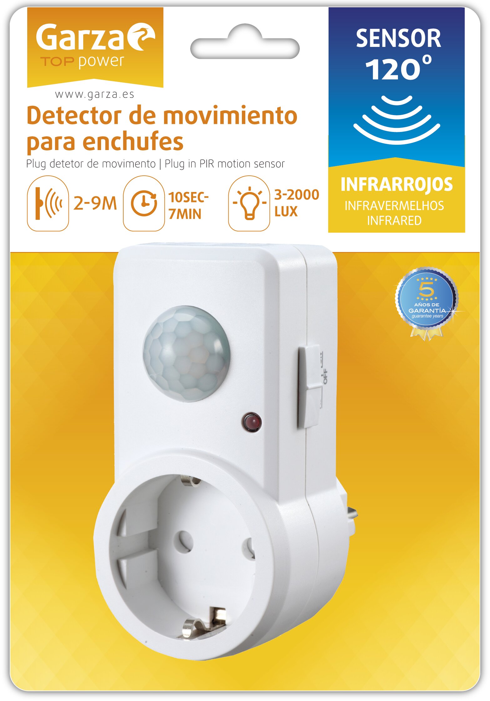 Detector de movimiento 120º  enchufe Blanco-2