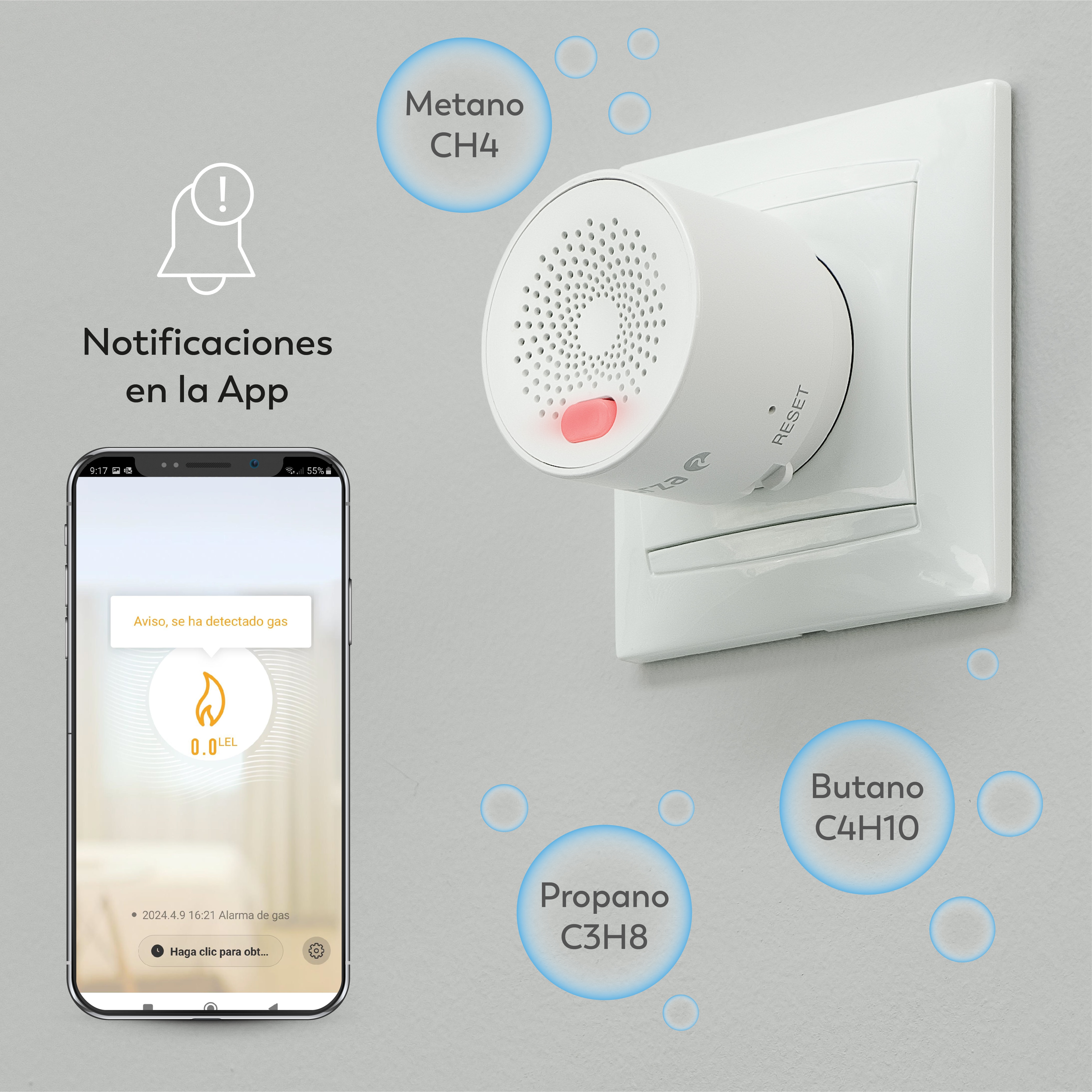 Detector de Gas Smart WiFi Blanco-7