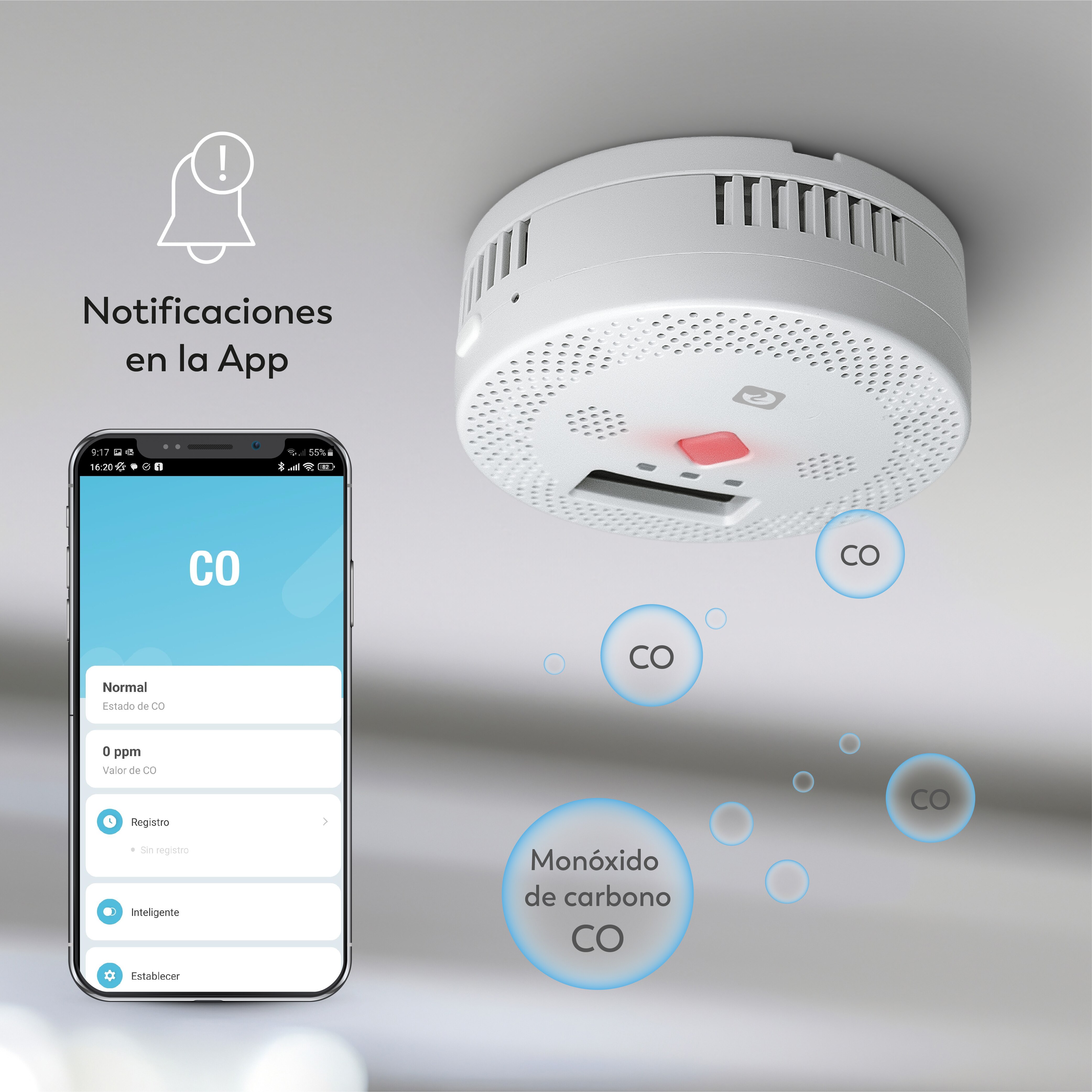 Detector de Monóxido de Carbono Smart WiFi Blanco-5