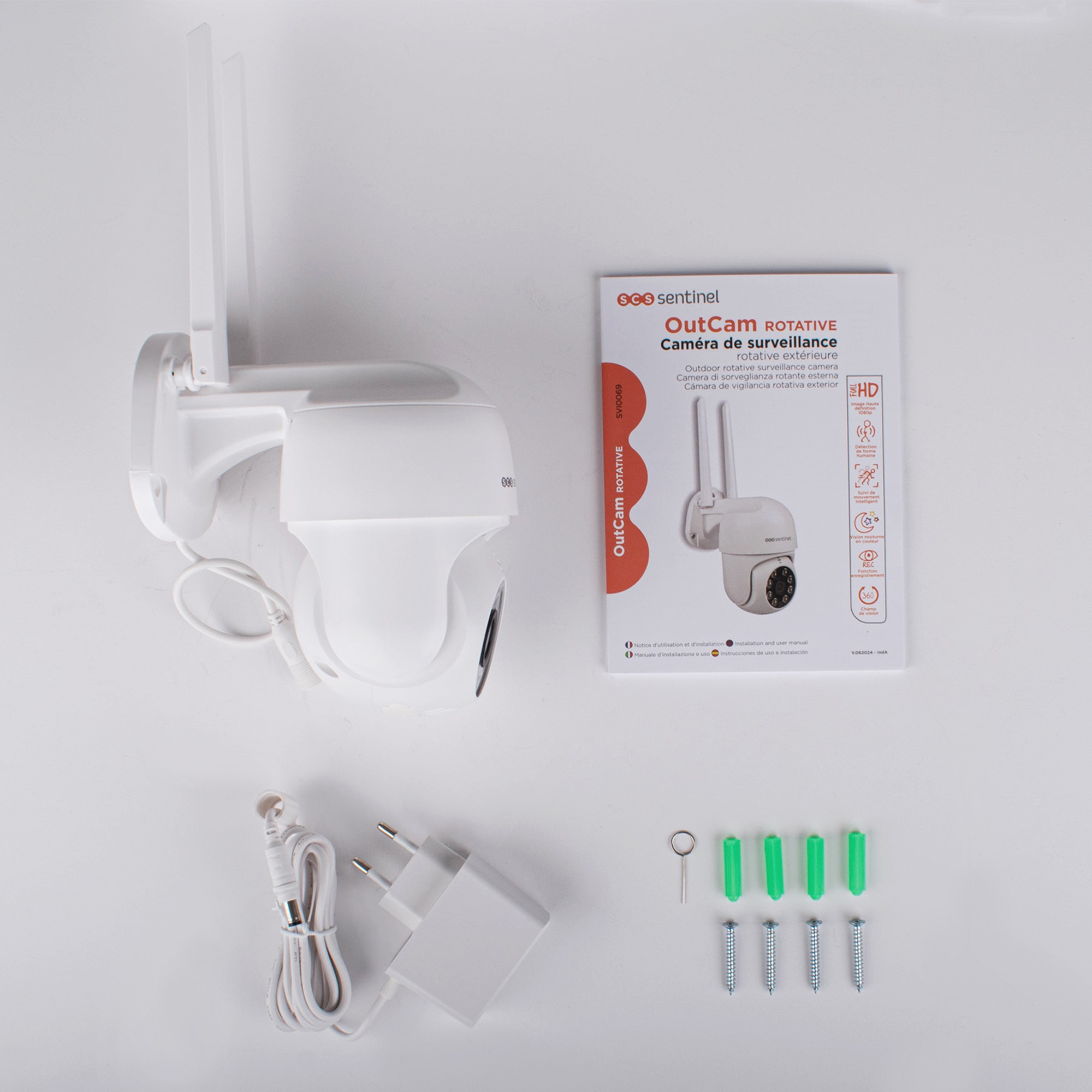 Camára Vigilancia Rotativa Exterior Gran Ángulo OutCam Blanco-6
