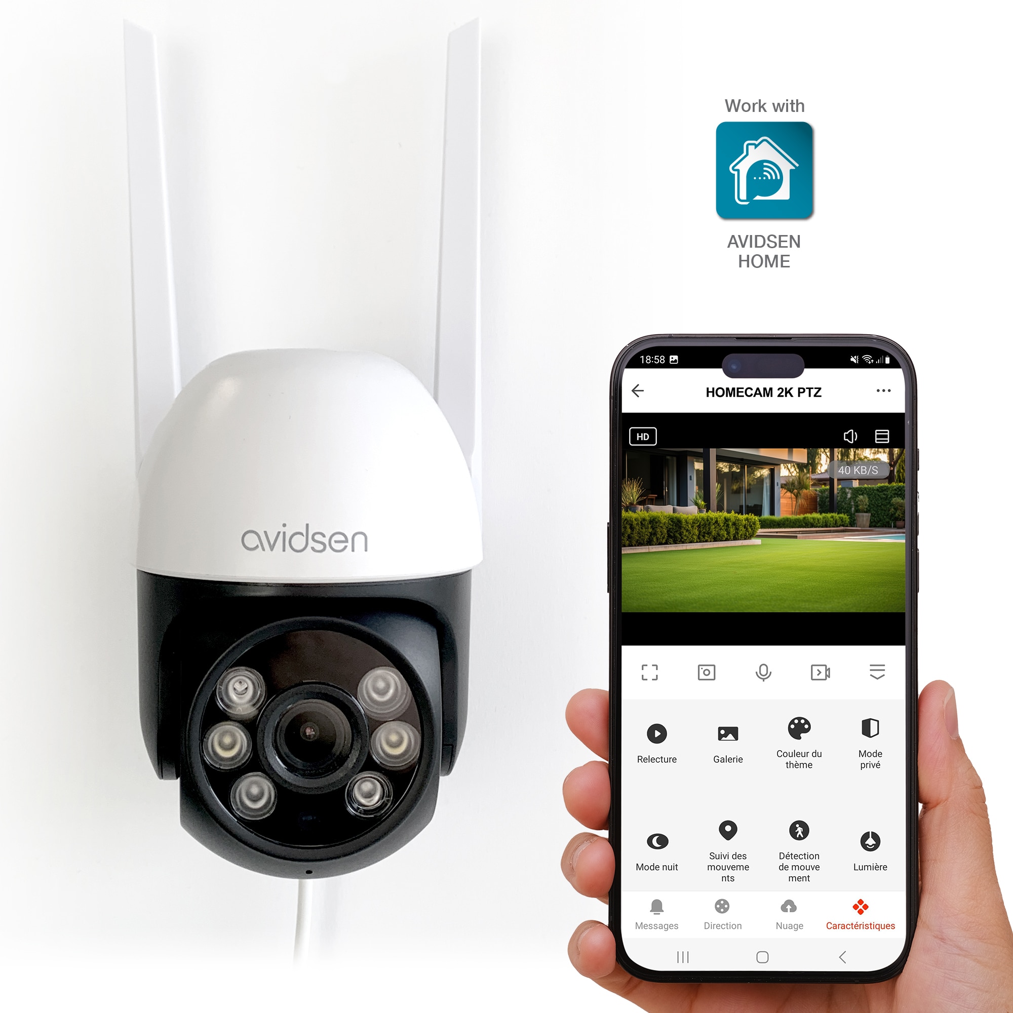 Cámara de seguridad motorizada para exterior HomeCam 2K PTZ Avidsen Home - Avidsen Blanco-6