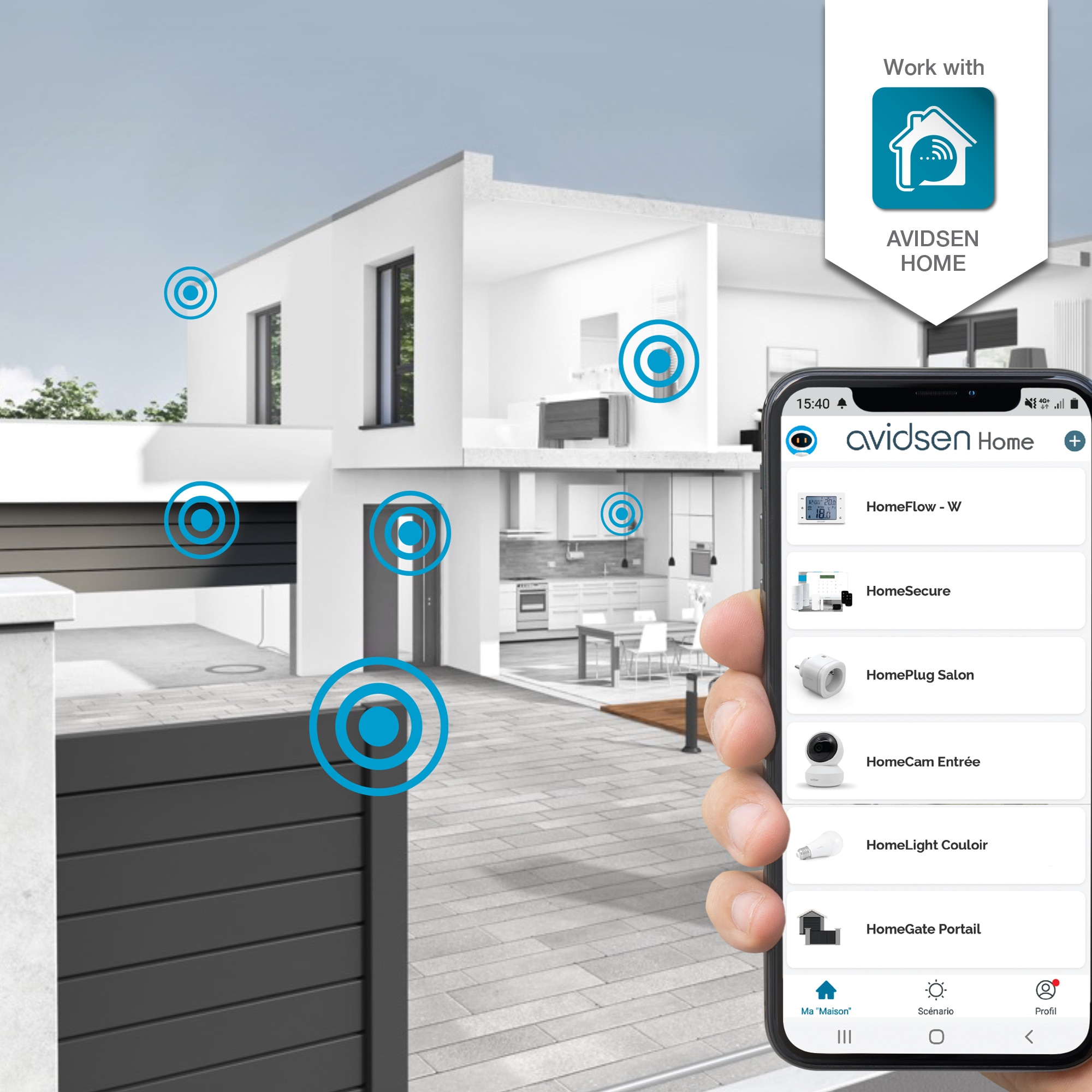 Cámara de seguridad motorizada para exterior HomeCam 2K PTZ Avidsen Home - Avidsen Blanco-12