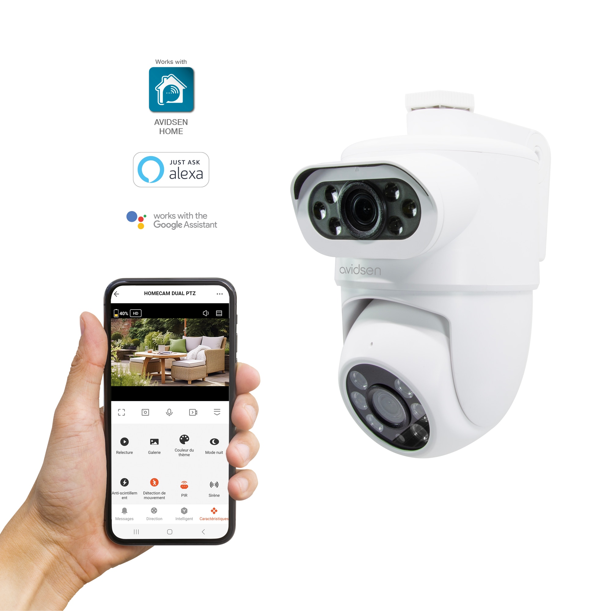 Cámara IP motorizada para exteriores 2K con doble lente HomeCam Dual PTZ - Avidsen Blanco-7