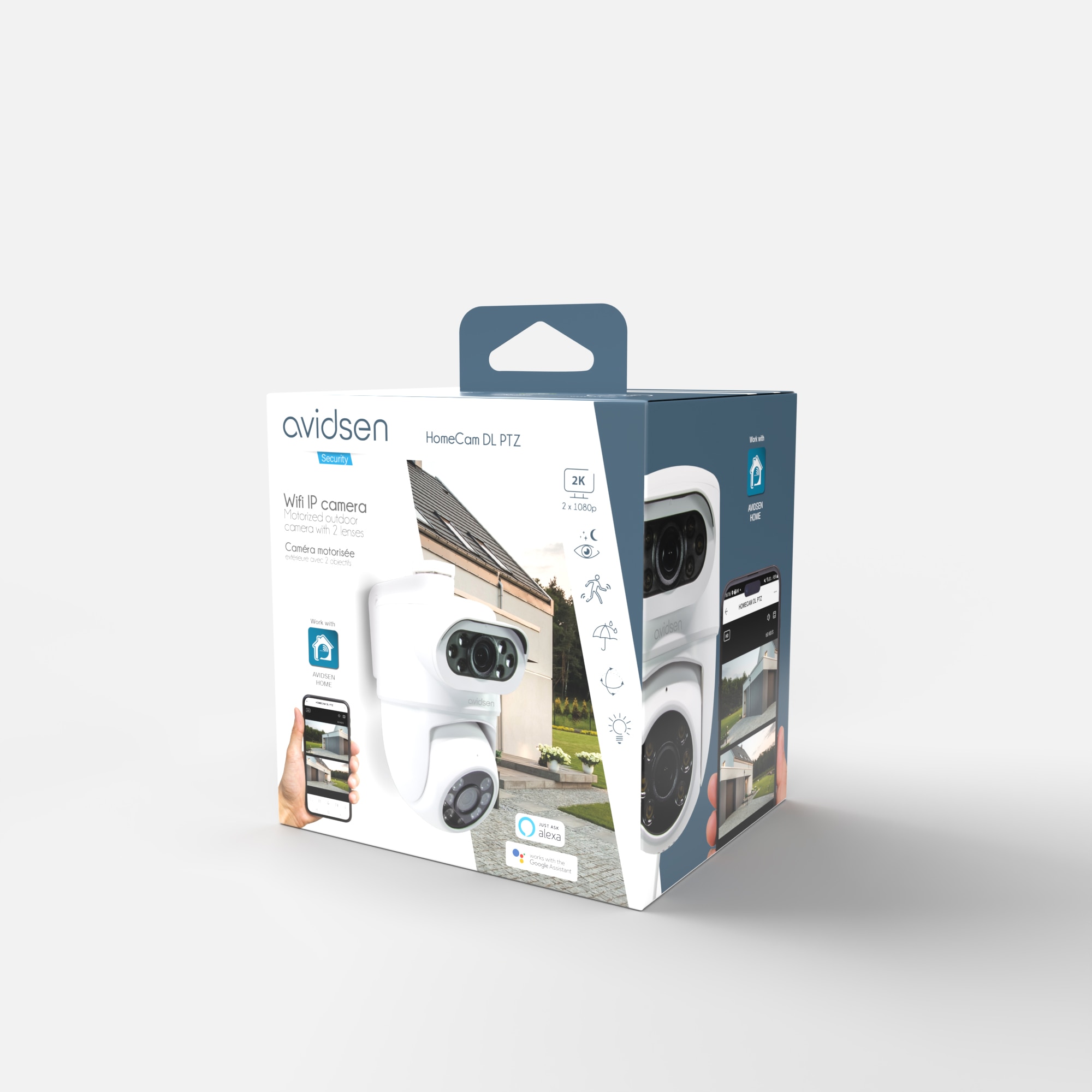 Cámara IP motorizada para exteriores 2K con doble lente HomeCam Dual PTZ - Avidsen Blanco-16