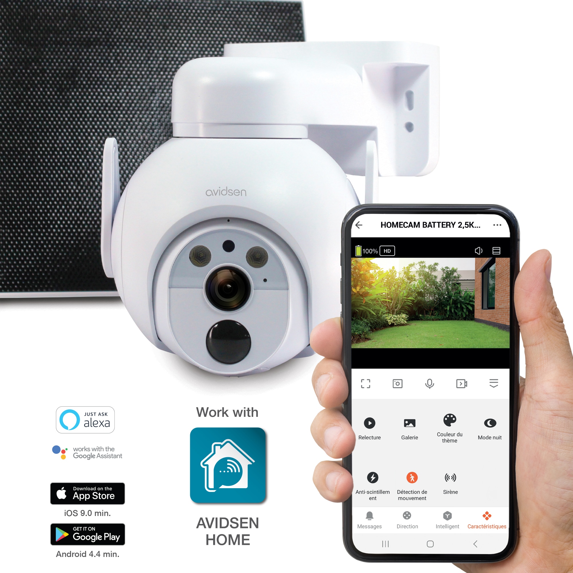 Cámara IP motorizada para exteriores 2,5K solar con batería HomeCam Battery 2,5 K PTZ - Avidsen Blanco-5