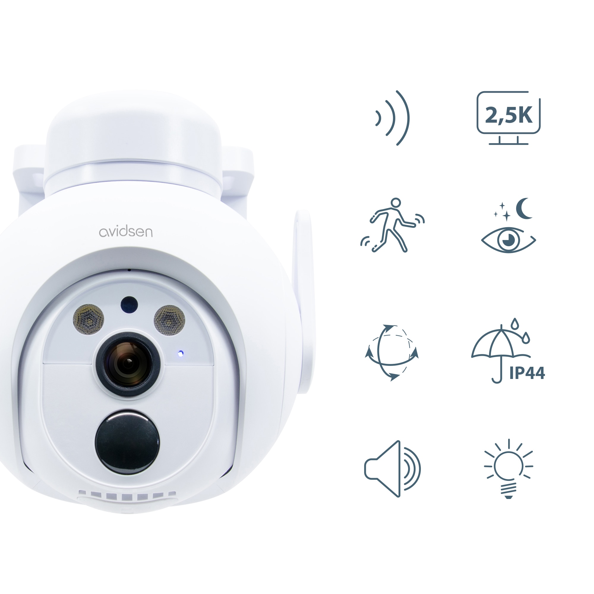 Cámara IP motorizada para exteriores 2,5K solar con batería HomeCam Battery 2,5 K PTZ - Avidsen Blanco-7