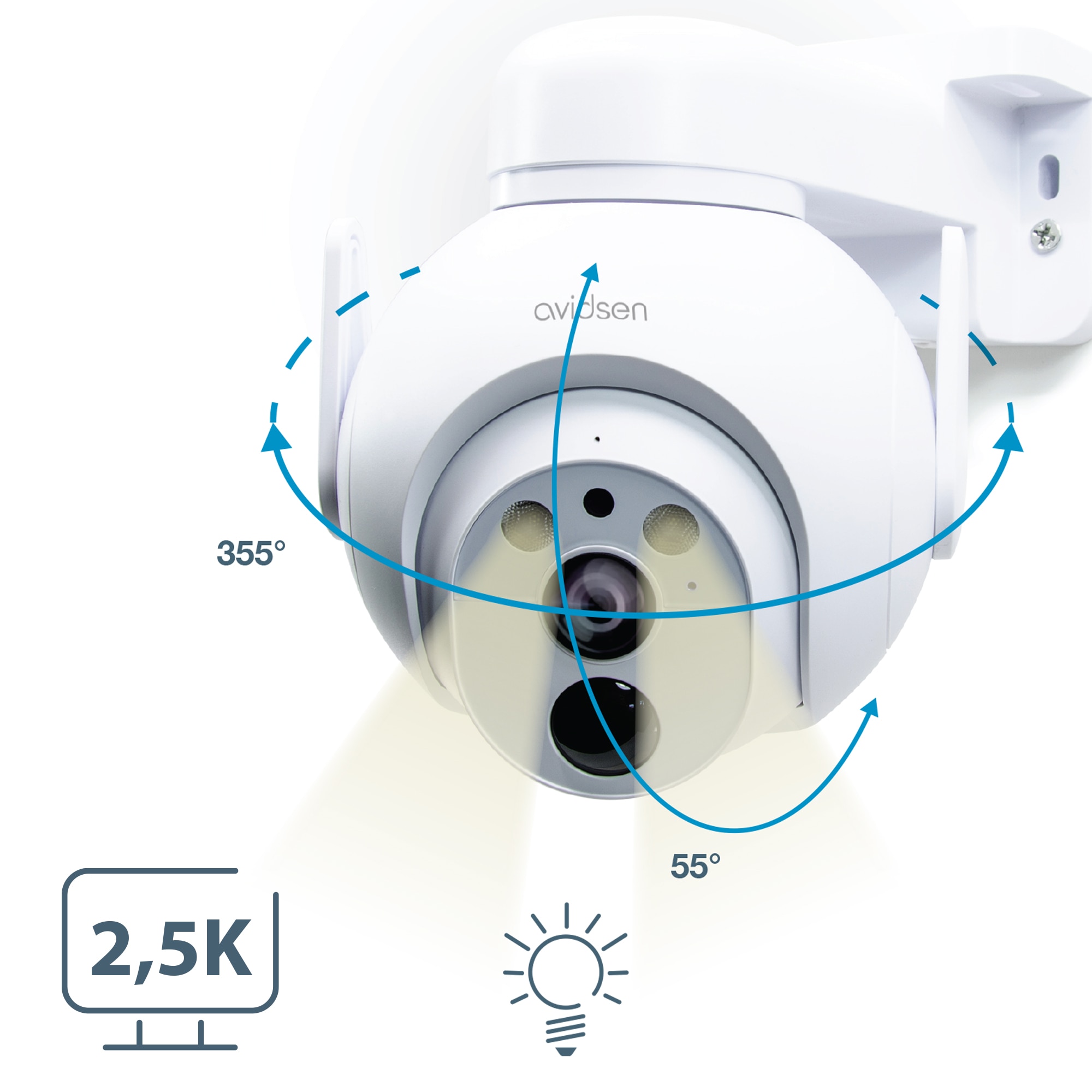 Cámara IP motorizada para exteriores 2,5K solar con batería HomeCam Battery 2,5 K PTZ - Avidsen Blanco-8