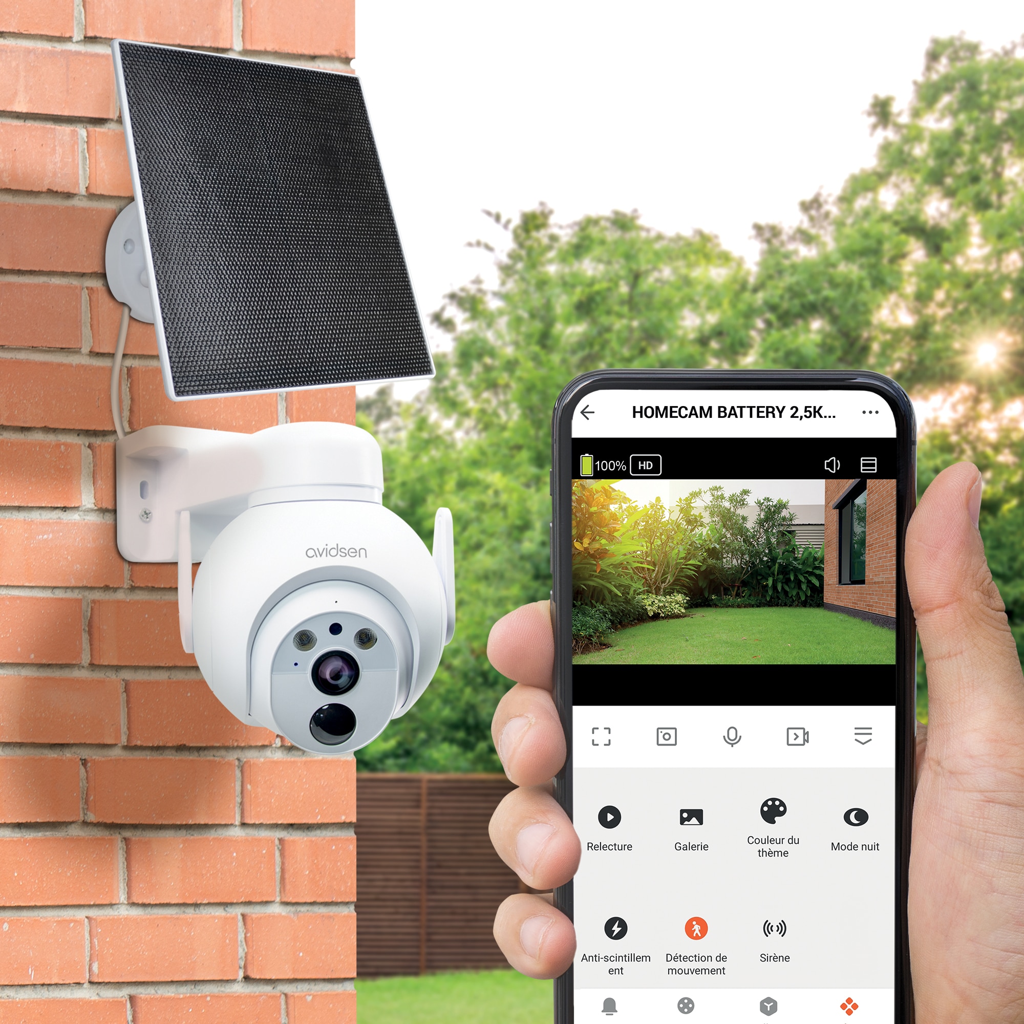 Cámara IP motorizada para exteriores 2,5K solar con batería HomeCam Battery 2,5 K PTZ - Avidsen Blanco-11