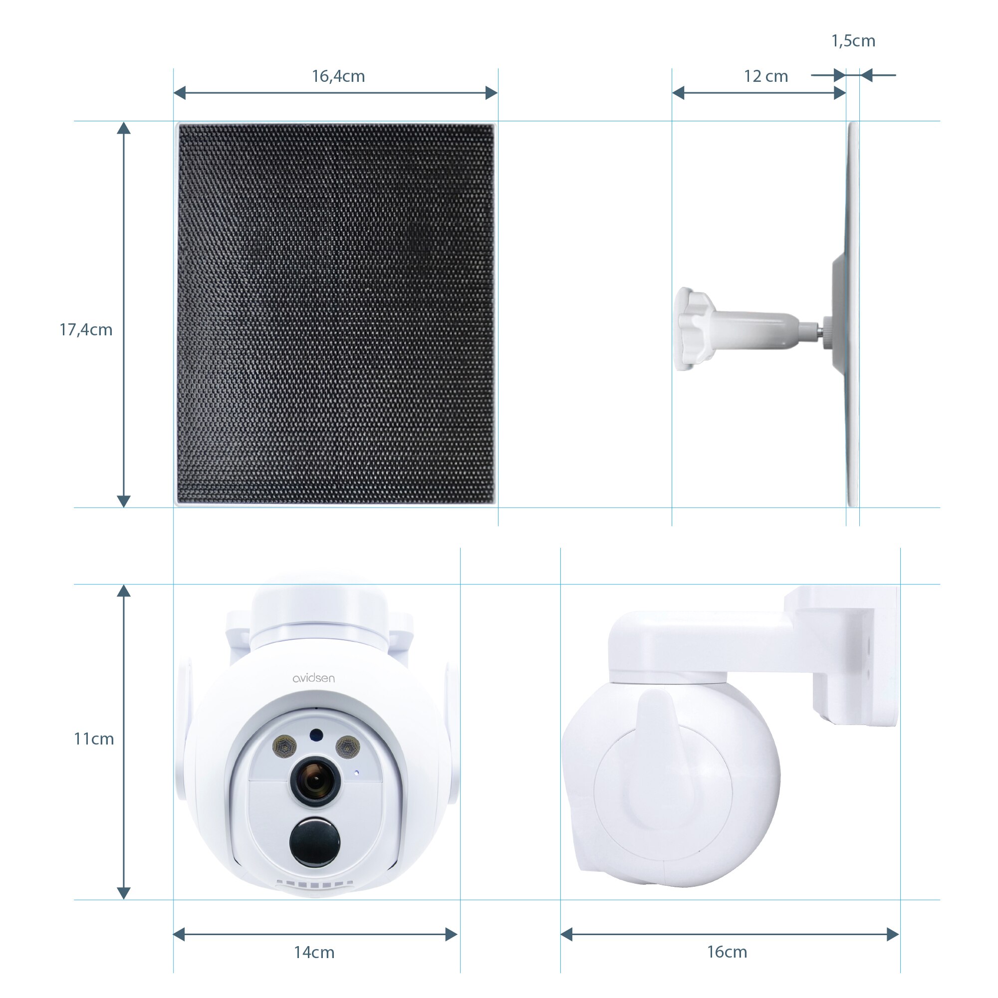 Cámara IP motorizada para exteriores 2,5K solar con batería HomeCam Battery 2,5 K PTZ - Avidsen Blanco-15