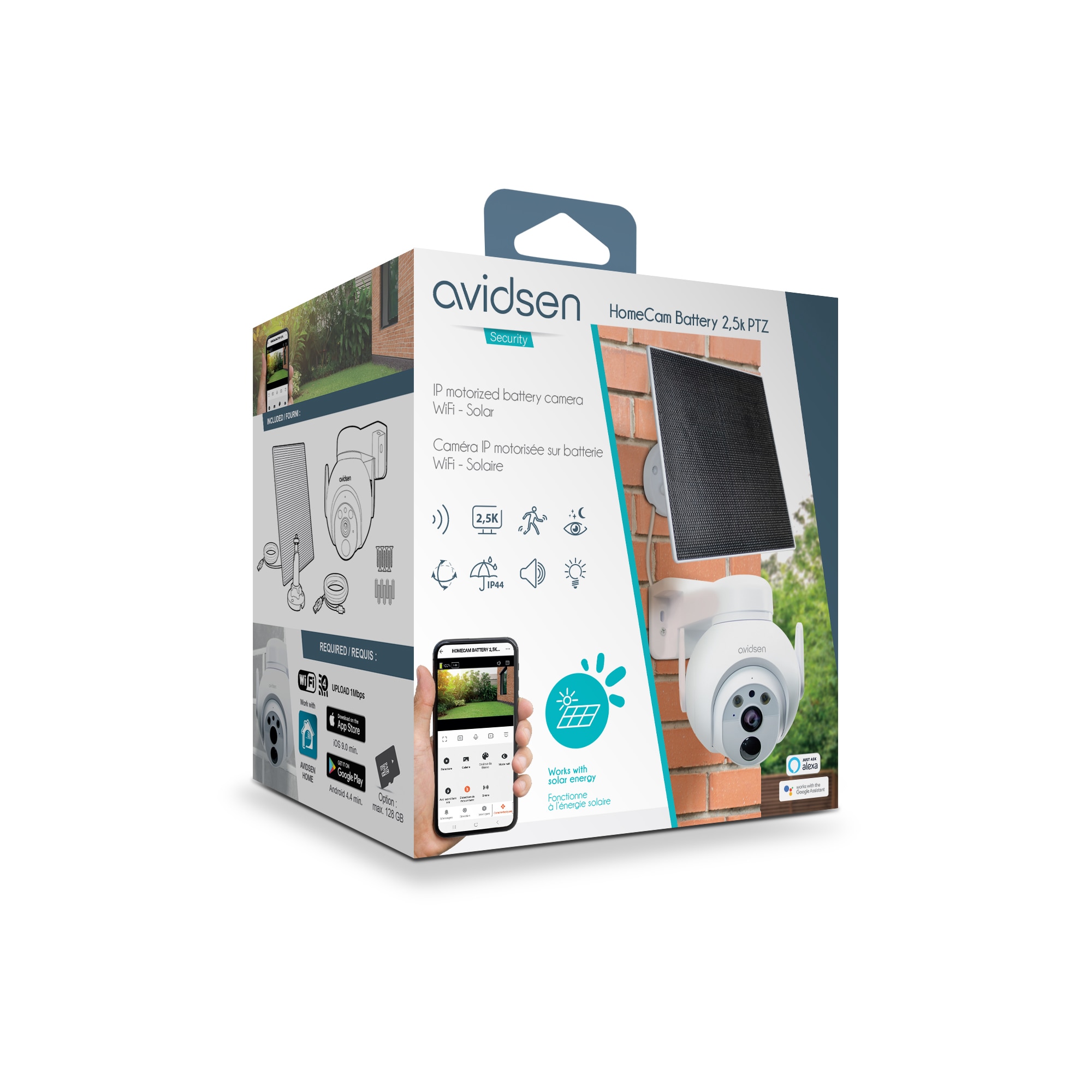 Cámara IP motorizada para exteriores 2,5K solar con batería HomeCam Battery 2,5 K PTZ - Avidsen Blanco-16