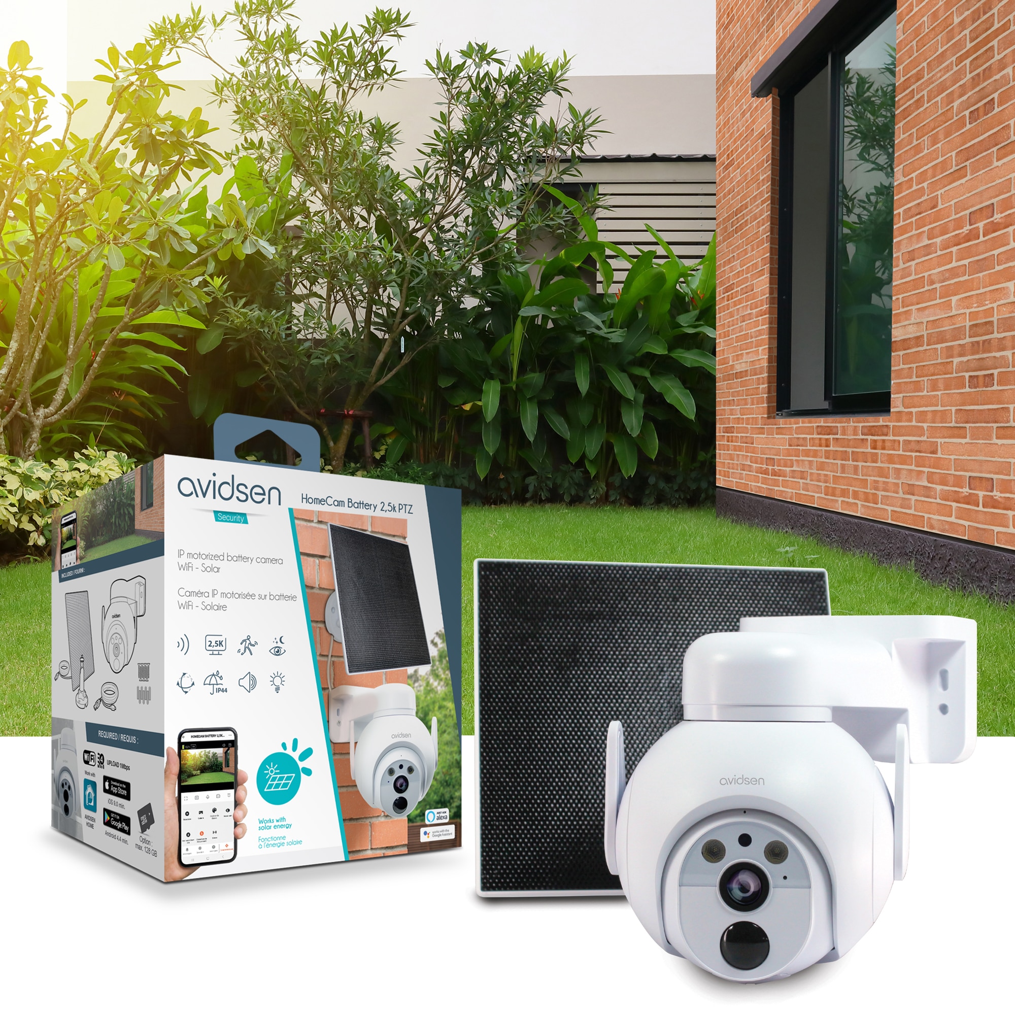 Cámara IP motorizada para exteriores 2,5K solar con batería HomeCam Battery 2,5 K PTZ - Avidsen Blanco-17