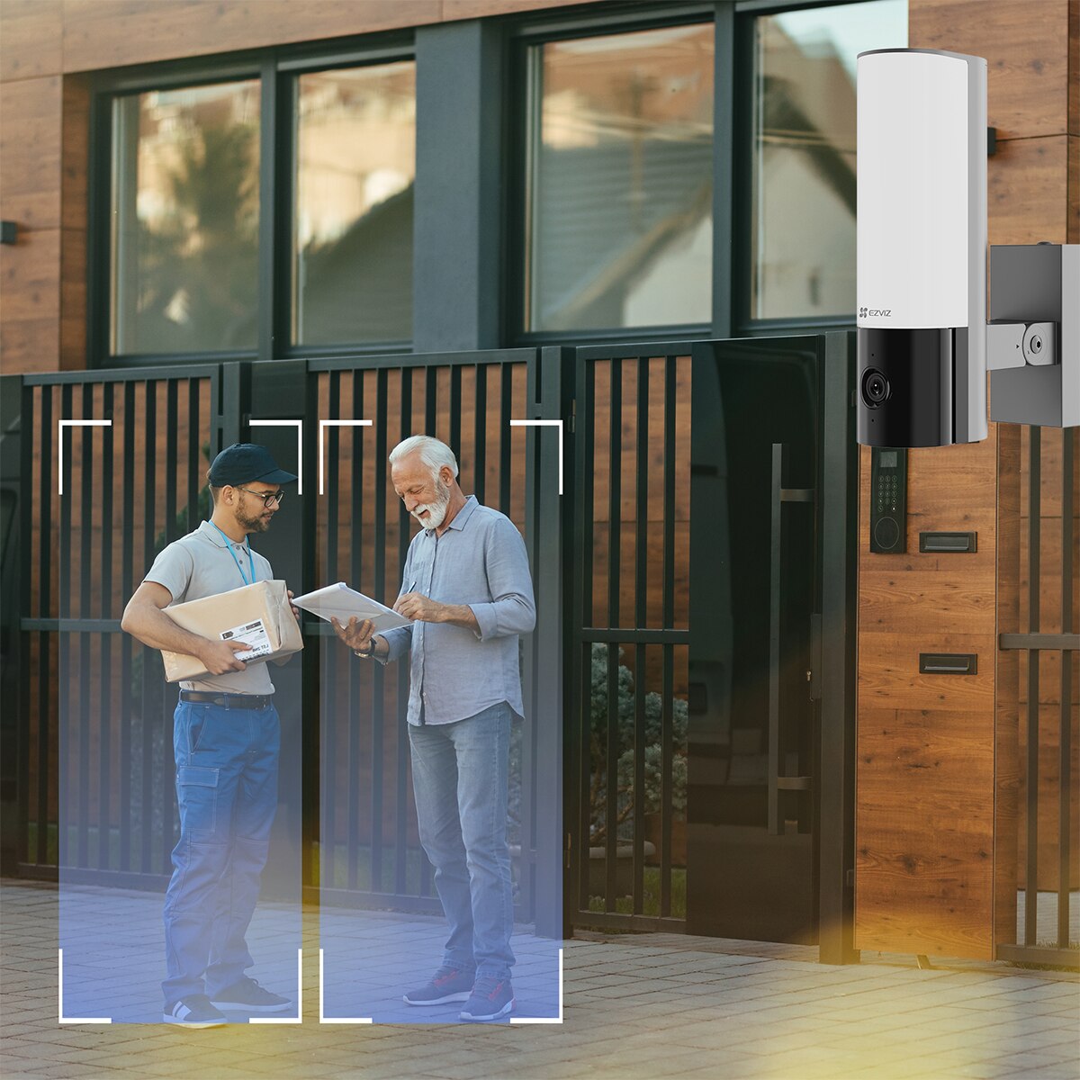 Cámara de seguridad inteligente con luz de pared Ezviz EL3 Gris-2