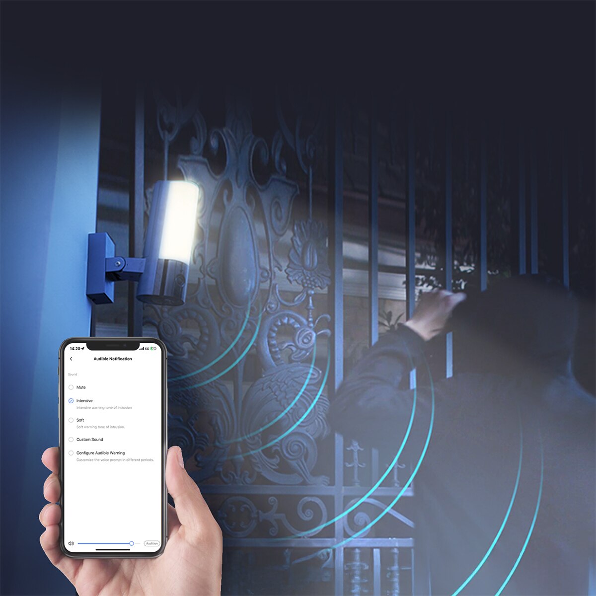 Cámara de seguridad inteligente con luz de pared Ezviz EL3 Gris-3