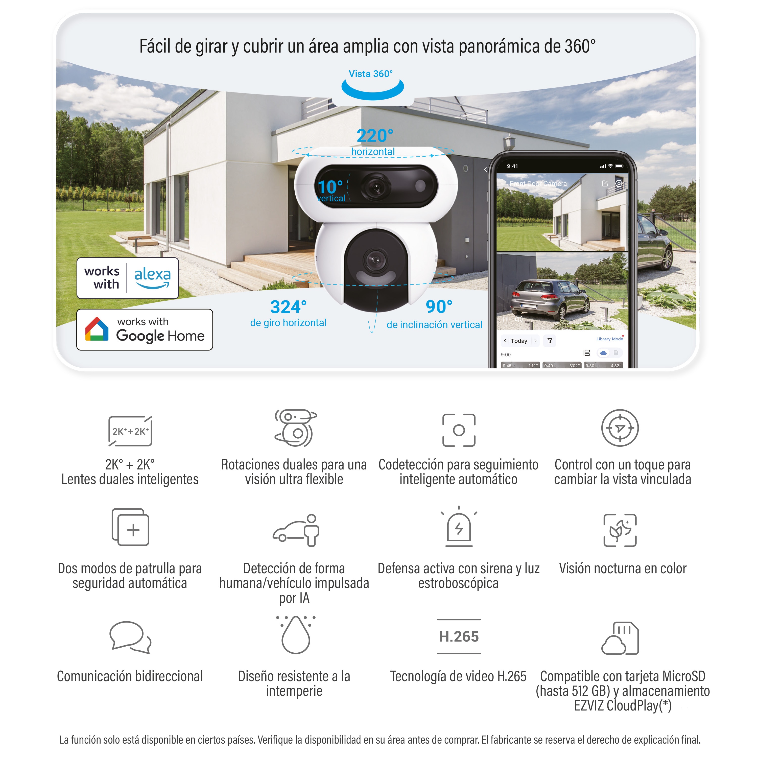 Cámara exterior Ezviz 360 H90 Blanco-13
