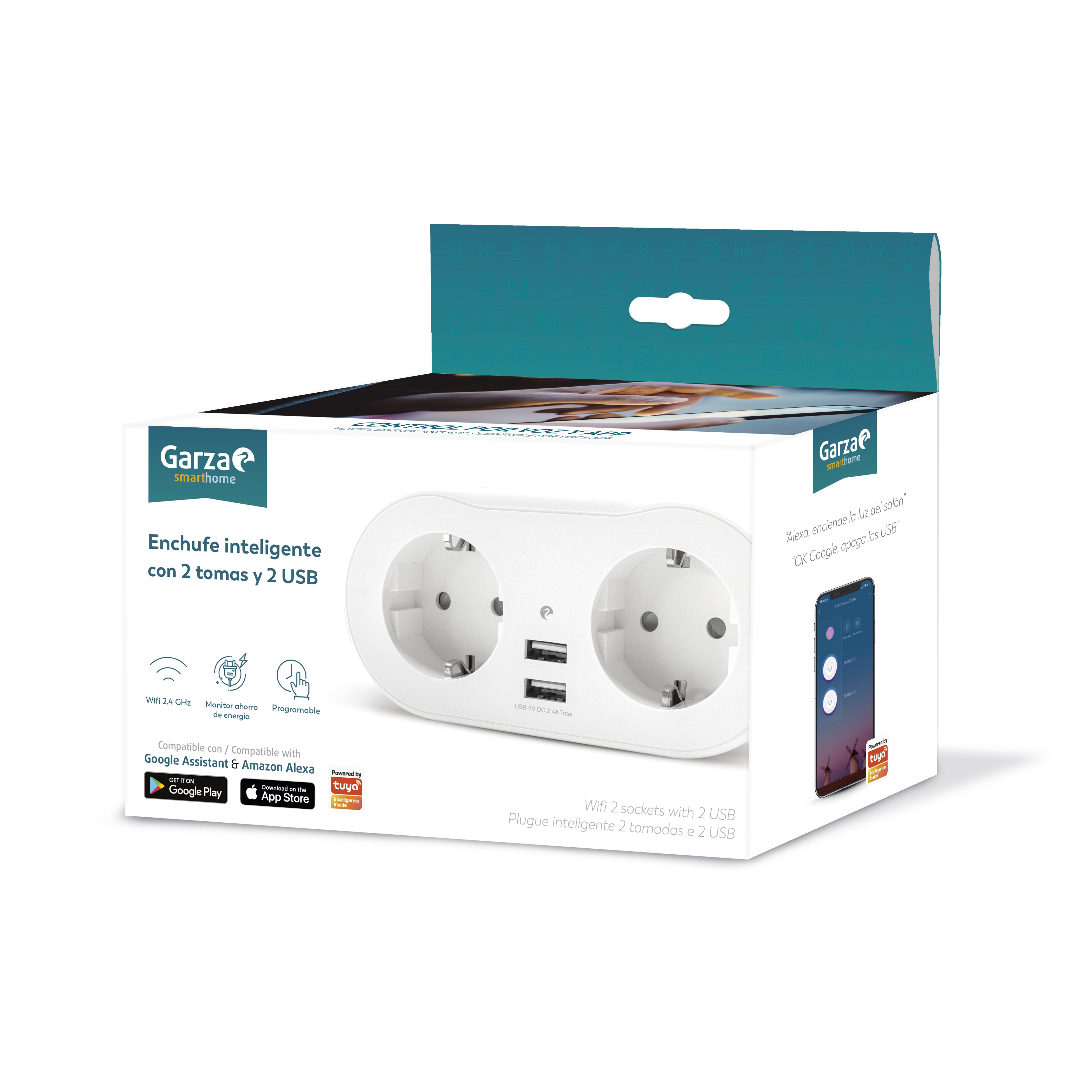 Enchufe Doble WiFi + 2 USB Blanco-2