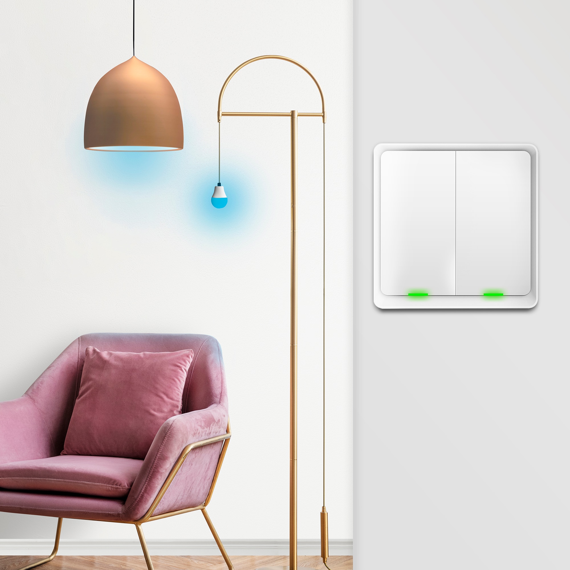 Interruptor Inteligente sin Cable 2 Botones Zigbee Blanco-2