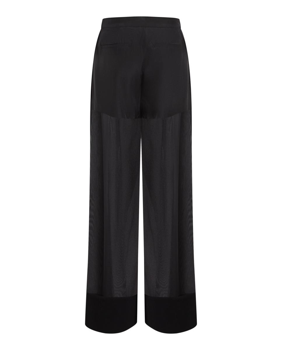 Calças de Organza com Transparência Preto-6