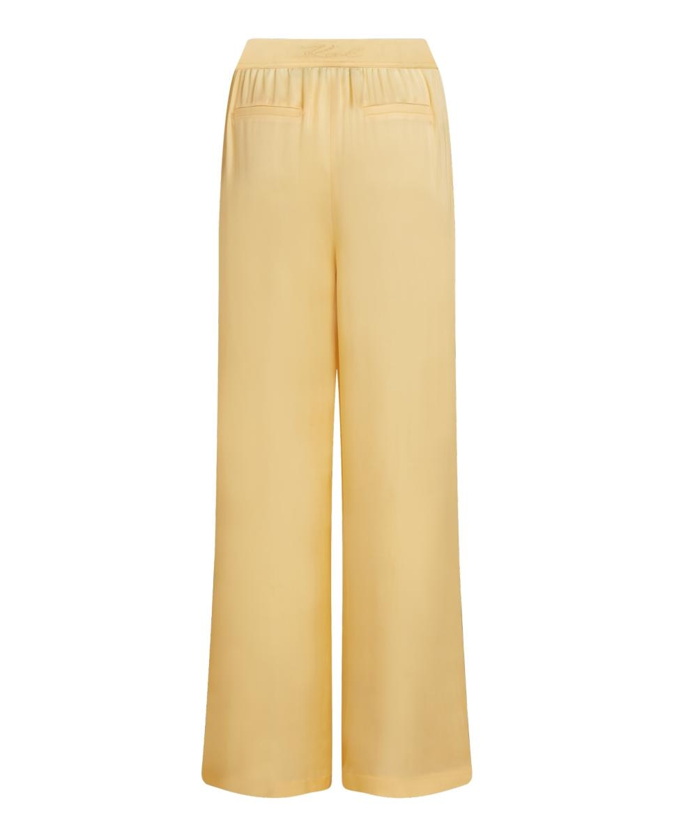 Calças Fluidas com Cintura Elástica Amarelo-2