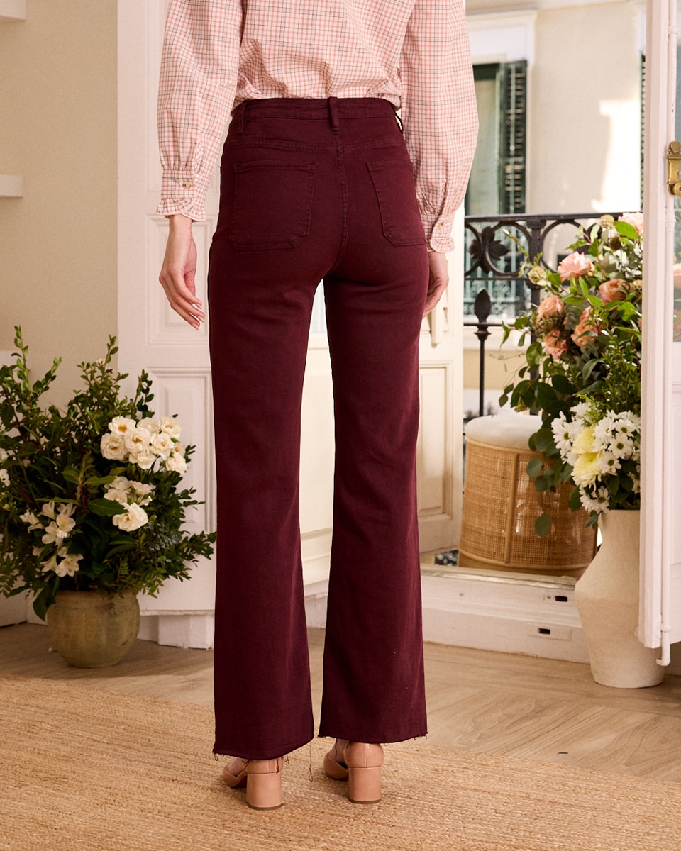 Jeans straight de mulher Vermelho/Grená-2