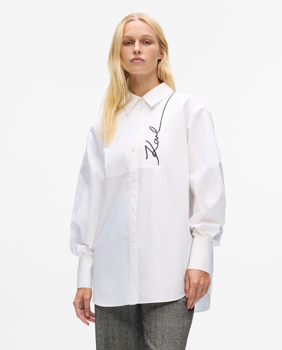 Camisa com Peitilho de Capa Dupla Branco-1