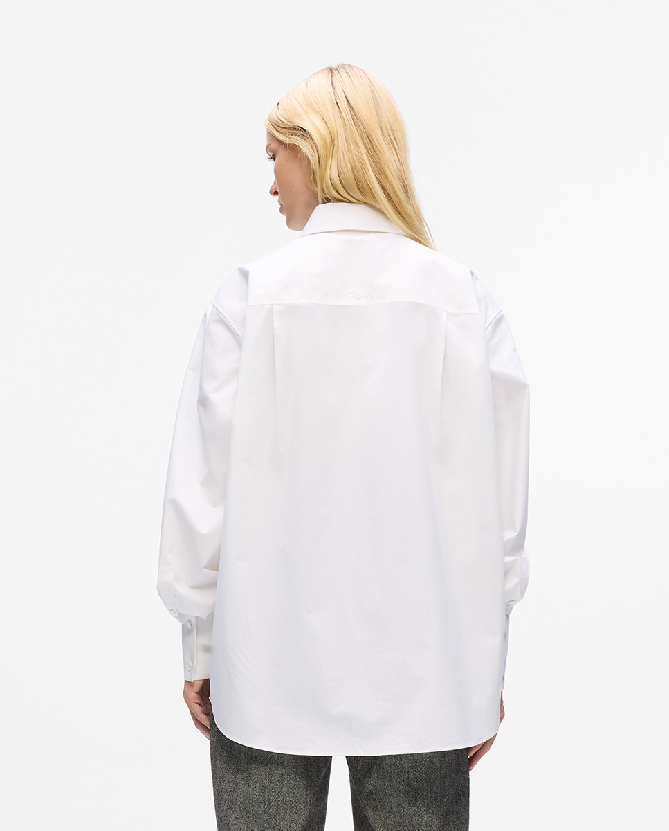 Camisa com Peitilho de Capa Dupla Branco-2